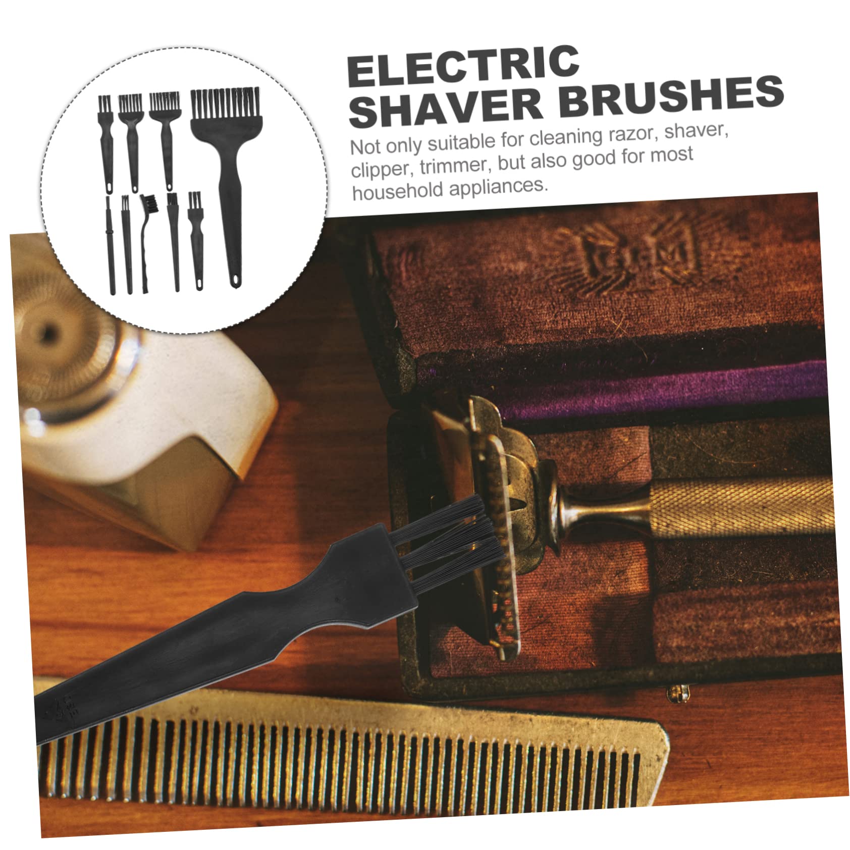 NOLITOY 8-Piece Shaver Cleaning Brush Set for Men - Electric Razor & Hair Clipper Cleaning Tool with Replacement Brush Heads - Perfect for Grooming, Beard Trimming & Personal Care Routine