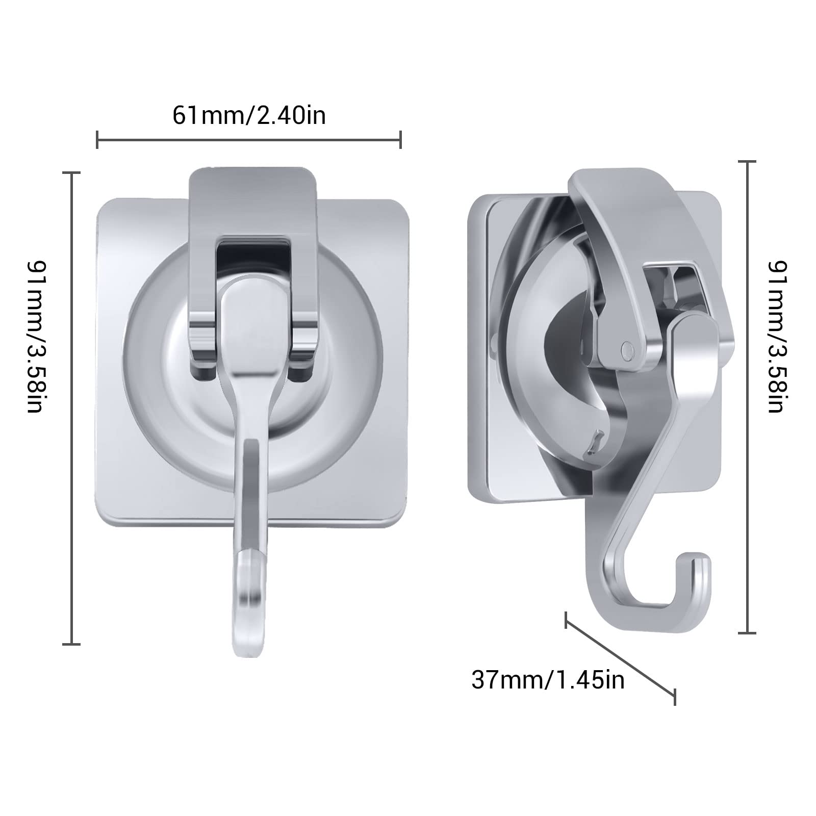 Shower Suction Cup Hooks - 4 Pack Silver Plated Waterproof Towel Hooks with 15lb Weight Capacity | Removable & Reusable Bathroom Wall Hooks for Robes, Garlands & Decor | Perfect for Showers, Bathrooms & Home Organization