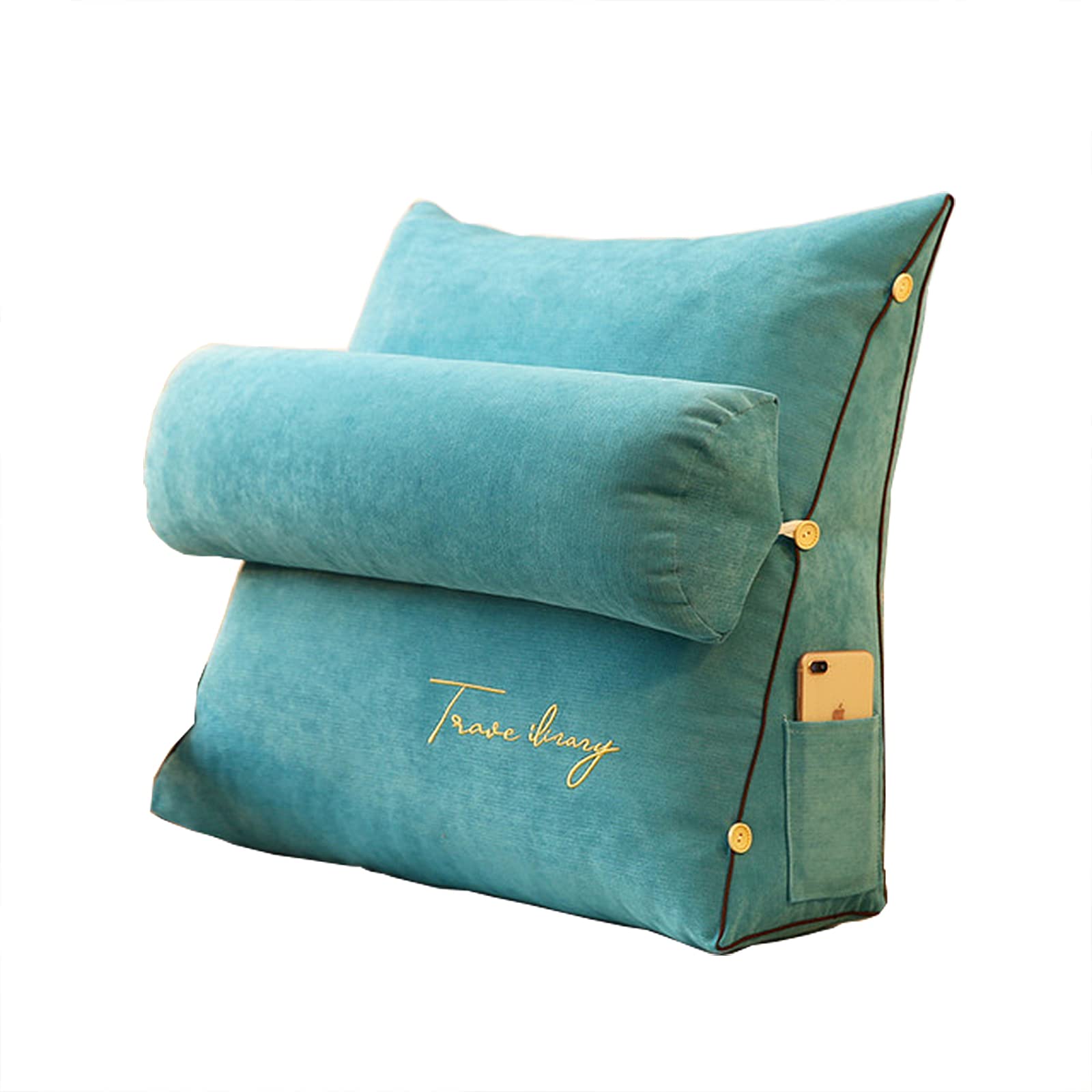 **Adjustable Triangle Backrest Wedge Pillow for Reading & TV - Sofa Bed Support Cushion with Neck Pillow & Pockets, Removable Washable Cover - Perfect for Back Pain Relief, Relaxing, and Lounging**
