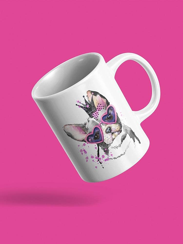 Smartprints Cute Dog With Heart Glasses Coffee Mug - 11oz Ceramic Cup for Tea & Hot Drinks - Perfect Gift for Dog Lovers, Valentine's Day & Office Use