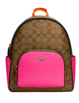 Coach Court Backpack in Colorblock Signature Canvas - Stylish Women's Designer Backpack for Work, School & Travel | Durable & Fashionable Everyday Carry Bag
