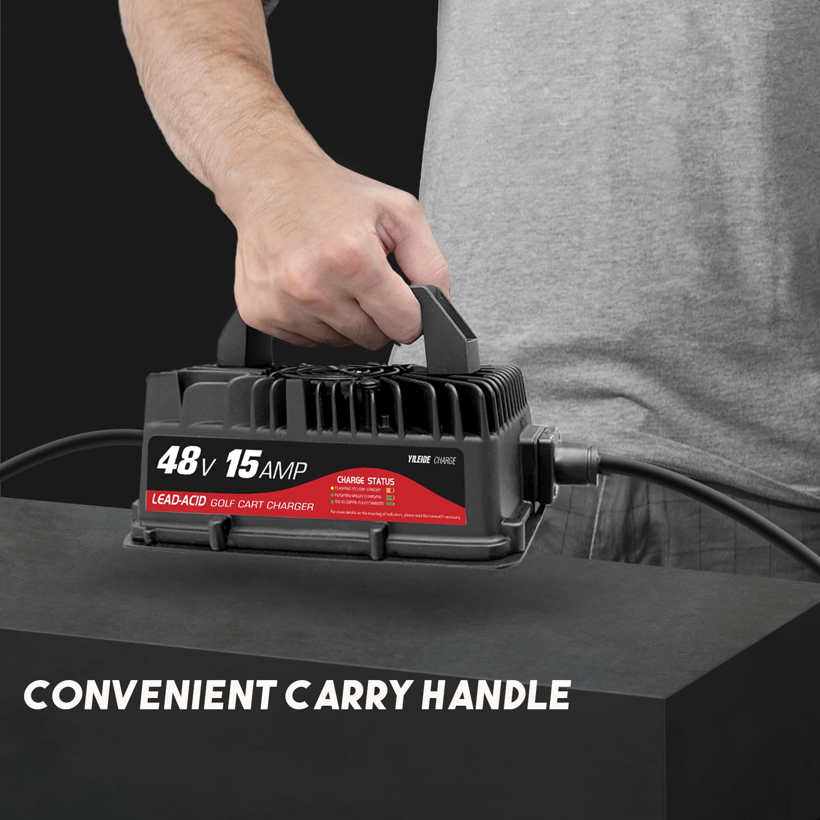 48V Golf Cart Battery Charger for Club Car - 15 AMP Fast Charging with 3-Pin Round Plug | Perfect for Golf Carts, Utility Vehicles & Electric Scooters