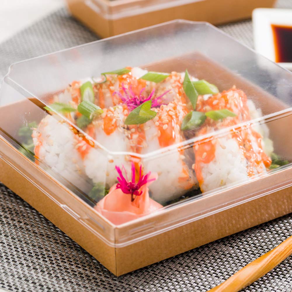 Restaurantware Matsuri Vision Lids for Large Tetra Containers - 100 Pack Airtight Clear Plastic Lids | Recyclable & Durable | Perfect for Food Storage, Catering, and Takeout Containers