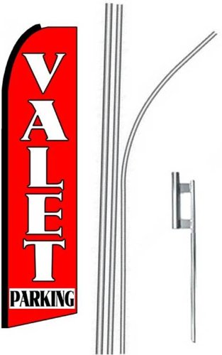 2 Pack Valet Parking 15' Swooper #4 Feather Flags Kit - Perfect for Car Dealerships, Event Signage & Outdoor Advertising