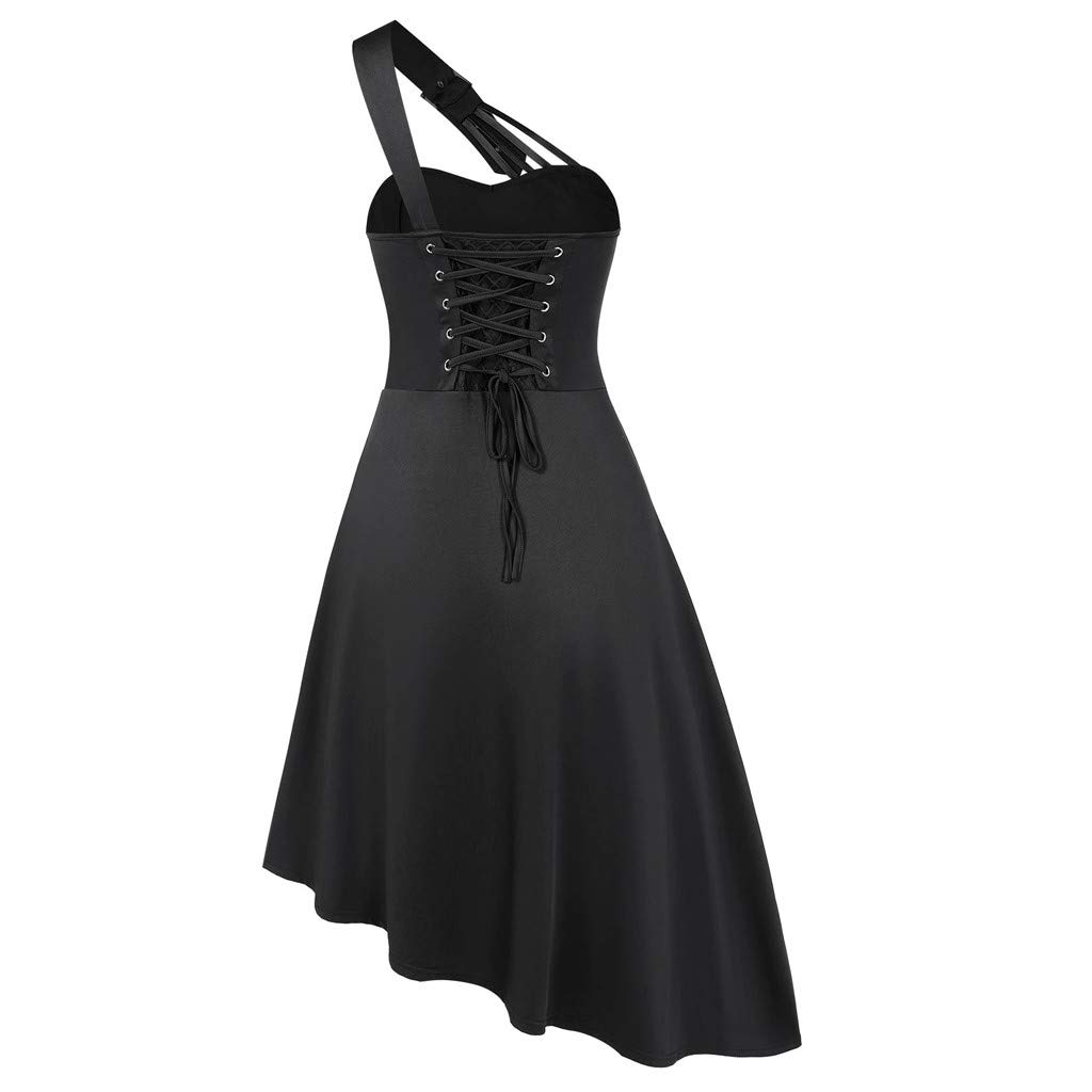 Gothic Vintage Sleeveless Women's Dress - Solid Color Irregular Stitching Spring Dress for Women | Perfect for Gothic Parties, Vintage Events & Spring Outfits