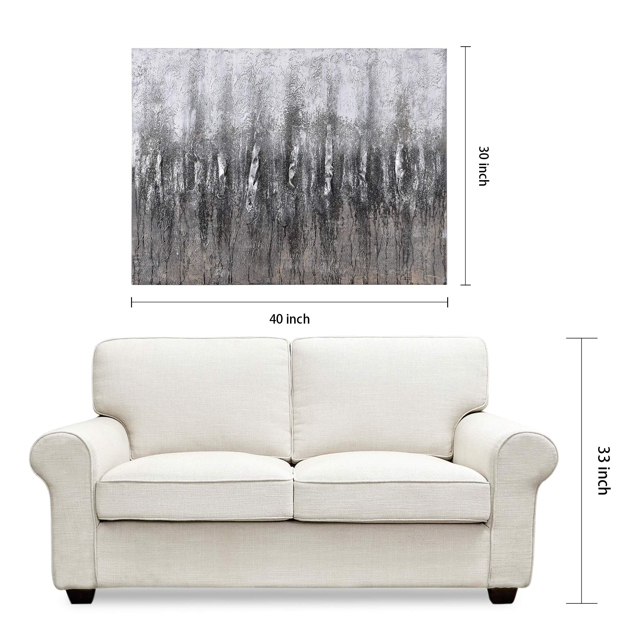 Martin Edwards Hand Painted Abstract Wall Art Canvas - Textured Gray Modern Painting 40x30 Inches Unframed - Perfect for Living Room, Bedroom & Office Decor