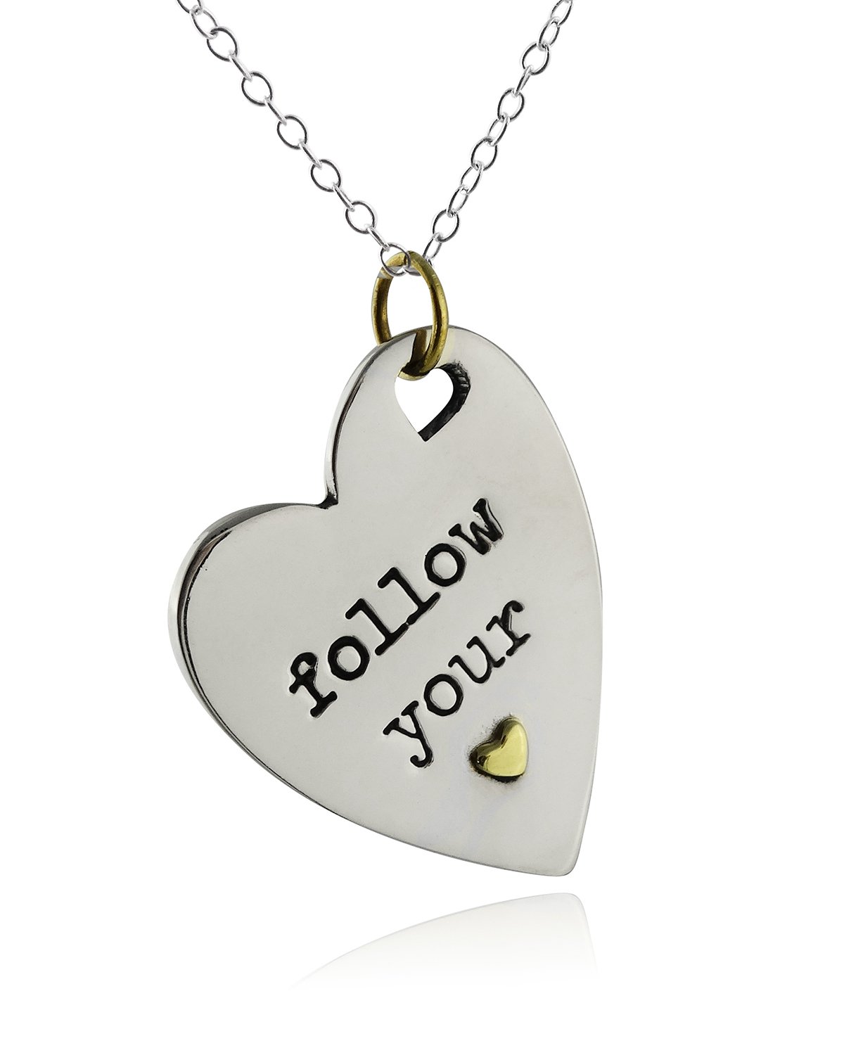 FashionJunkie4Life Sterling Silver Love Heart Pendant Necklace for Women - 18
