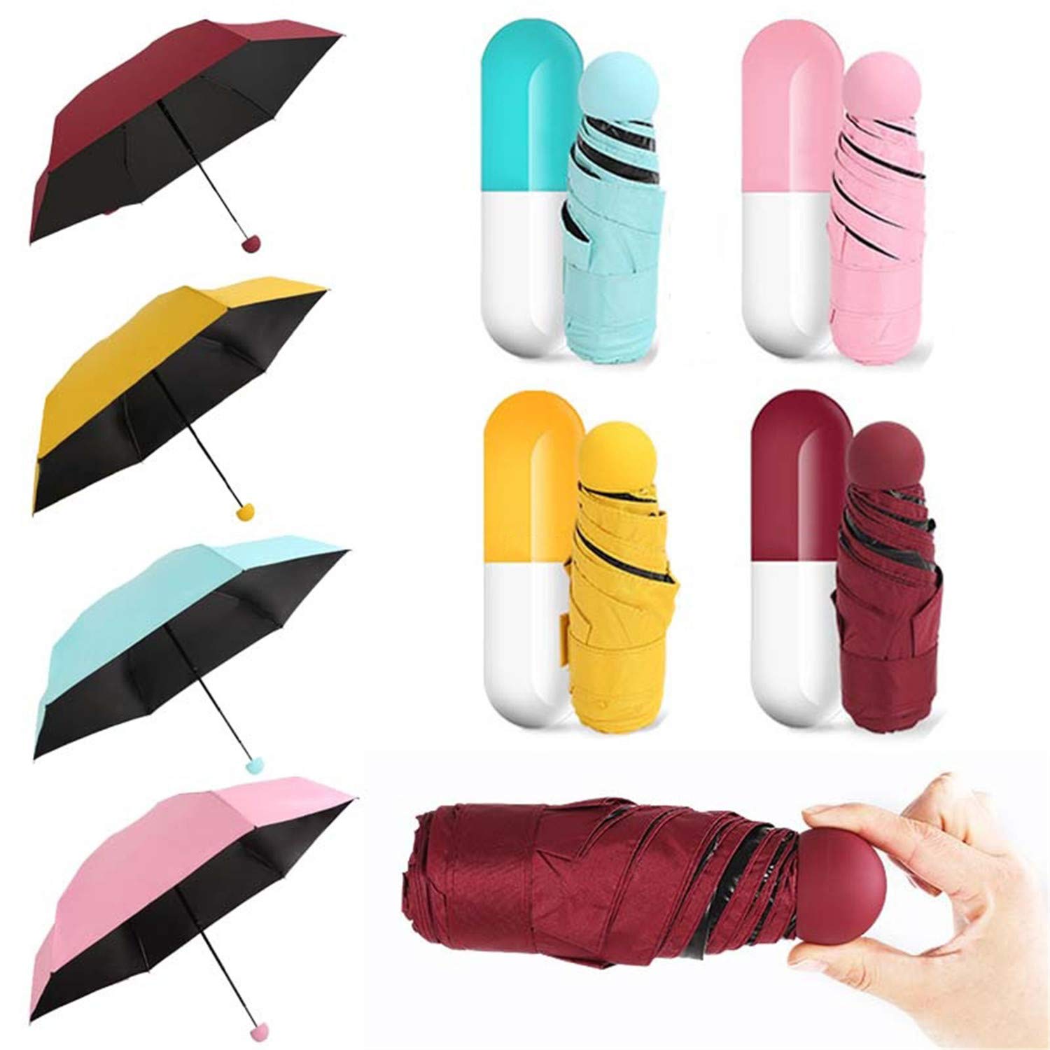 Compact Clear Pocket UV Umbrella - Windproof Folding for Women On-the-Go