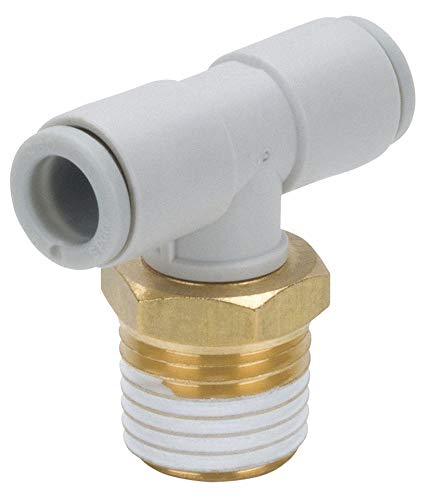 SMC 10mm Plastic Male Branch Tee Fitting, White/Gray - KQ2T10-03AS, Pack of 5 - Ideal for Air Compressor, Pneumatic Systems & DIY Plumbing Projects