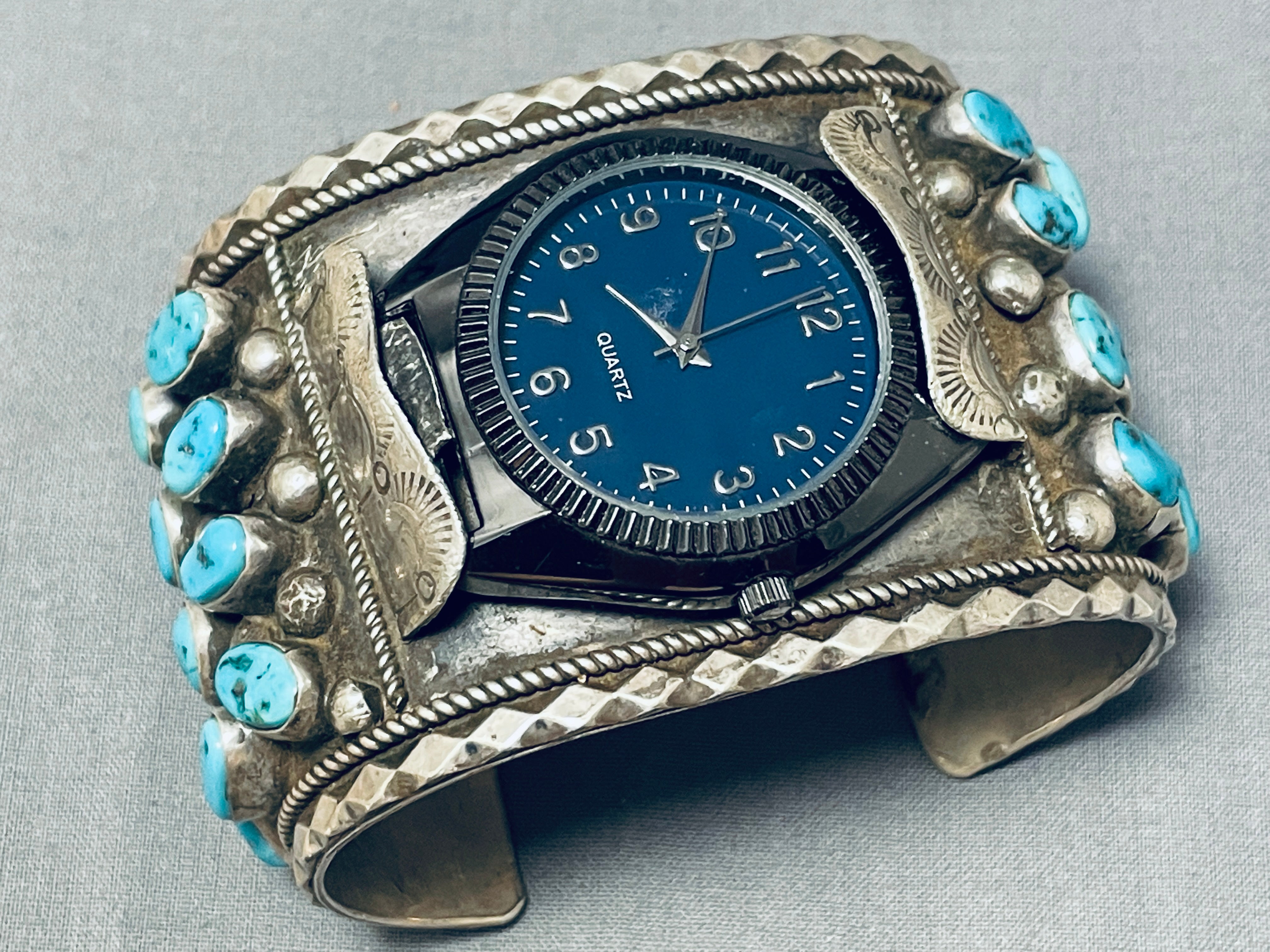 Vintage Navajo Turquoise Sterling Silver Bracelet for Men – 174g Heavy Weight Handmade Native American Jewelry – Perfect for Gifts, Western Fashion & Boho Style