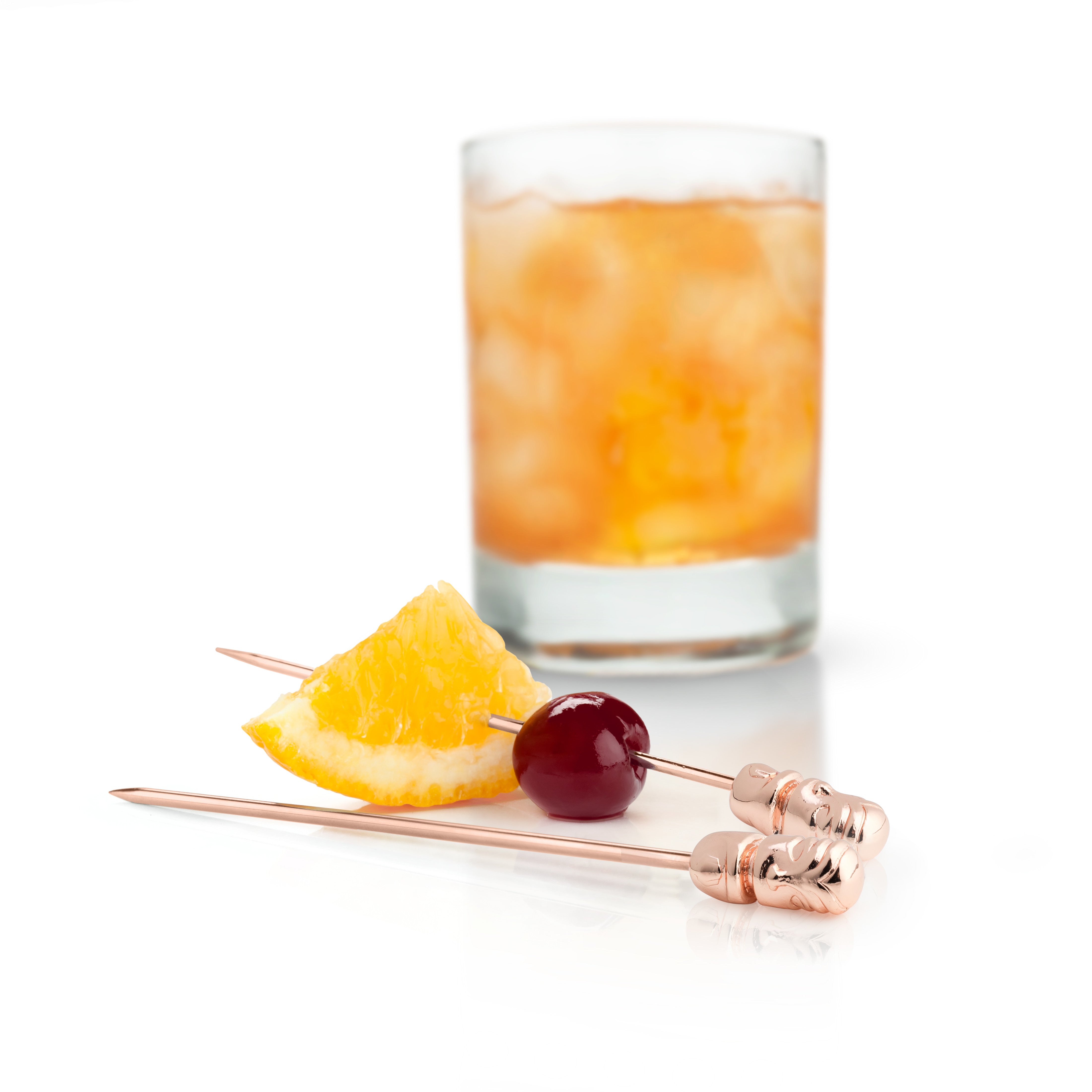 Premium Copper Tiki Cocktail Picks Set of 4 - Hawaiian Themed Drink Stirrers for Tropical Cocktails, Party Decor & Home Bar Accessories - Perfect for Luau Parties, Summer BBQs & Beach Themed Events