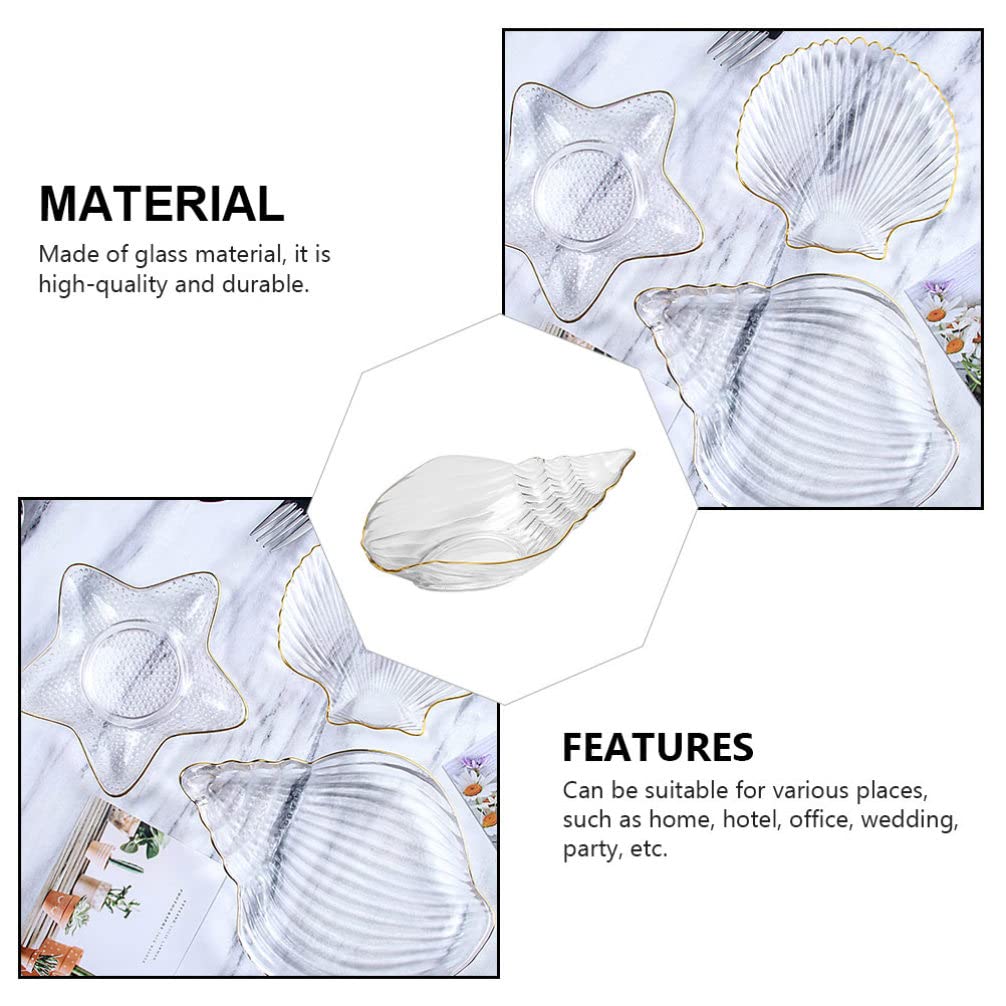 Zerodeko 1pc Glass Conch Bowl - Elegant Fruit Platter, Sashimi Tray & Home Decor for Dining, Kitchen, Party Serving | Perfect for Fruit Display, Desserts, Seasoning Storage & Terrarium Arrangements