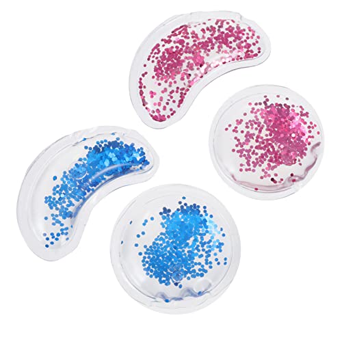 EXCEART Hydrating Eye Patches - Hot & Cold Therapy Eye Mask for Puffiness & Dark Circles - 4Pcs Cooling Gel Eye Pads with Sequins Design - Soothing Relief for Tired Eyes, Perfect for Travel, Work & Home Use