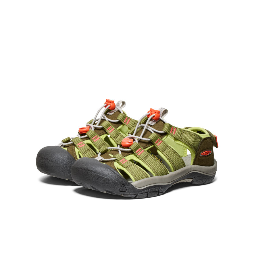 Newport Boundless Sandal for Big Kids - Dark Olive/Scarlet Ibis | Comfortable & Durable Kids' Sandals for Outdoor Play, Beach & Summer Adventures