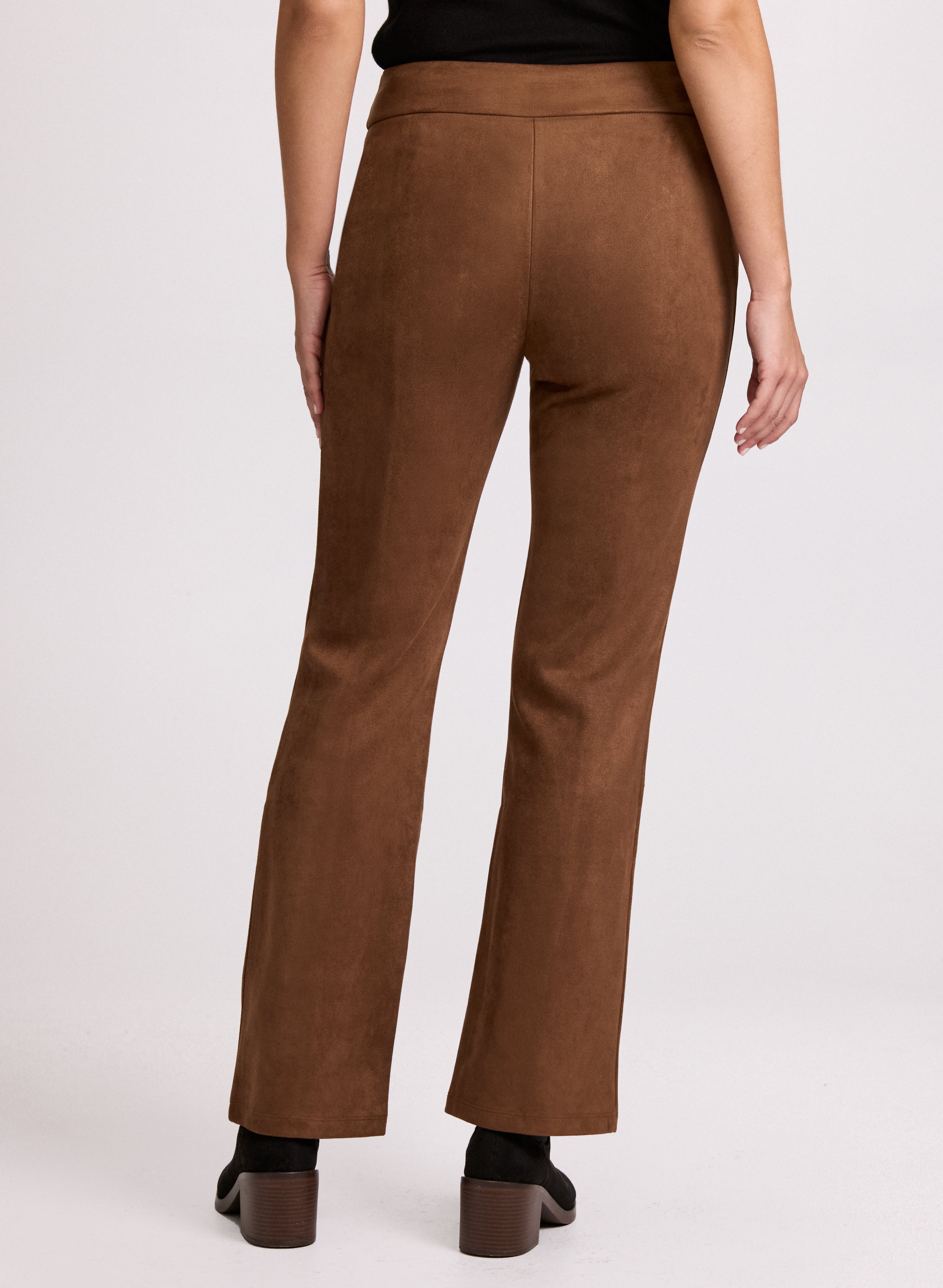 Stylish Faux Suede Straight Leg Pants for Women - Comfortable & Trendy Office or Casual Wear