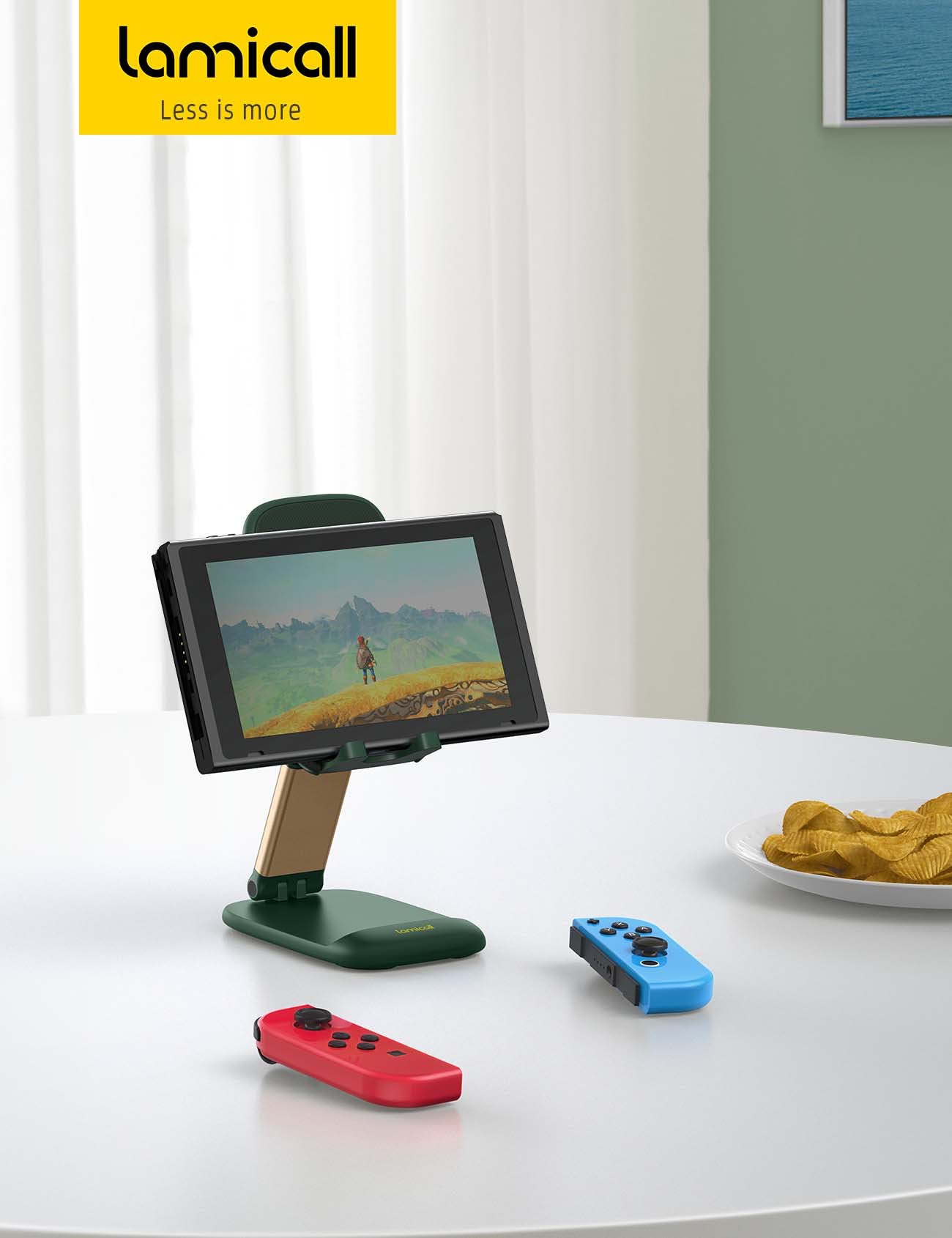 Lamicall Adjustable Cell Phone Stand - Green Desk Phone Holder for iPhone & Smartphones, Office & Home Desk Accessories, Perfect for Video Calls, Watching Movies & Hands-Free Use