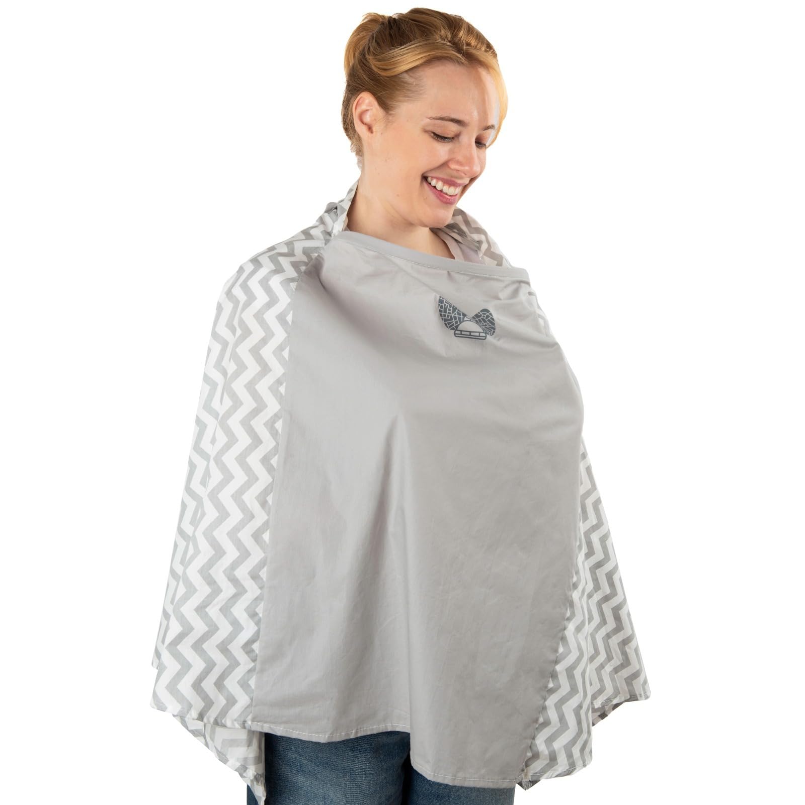 360 Degree Nursing Cover for Breastfeeding - Hands-Free Privacy Poncho, Soft Breathable Cotton, Includes Carry Bag - Perfect for Nursing, Car Seat & Shopping Cart Cover, Baby Carrier & More - Ideal for Moms On-The-Go