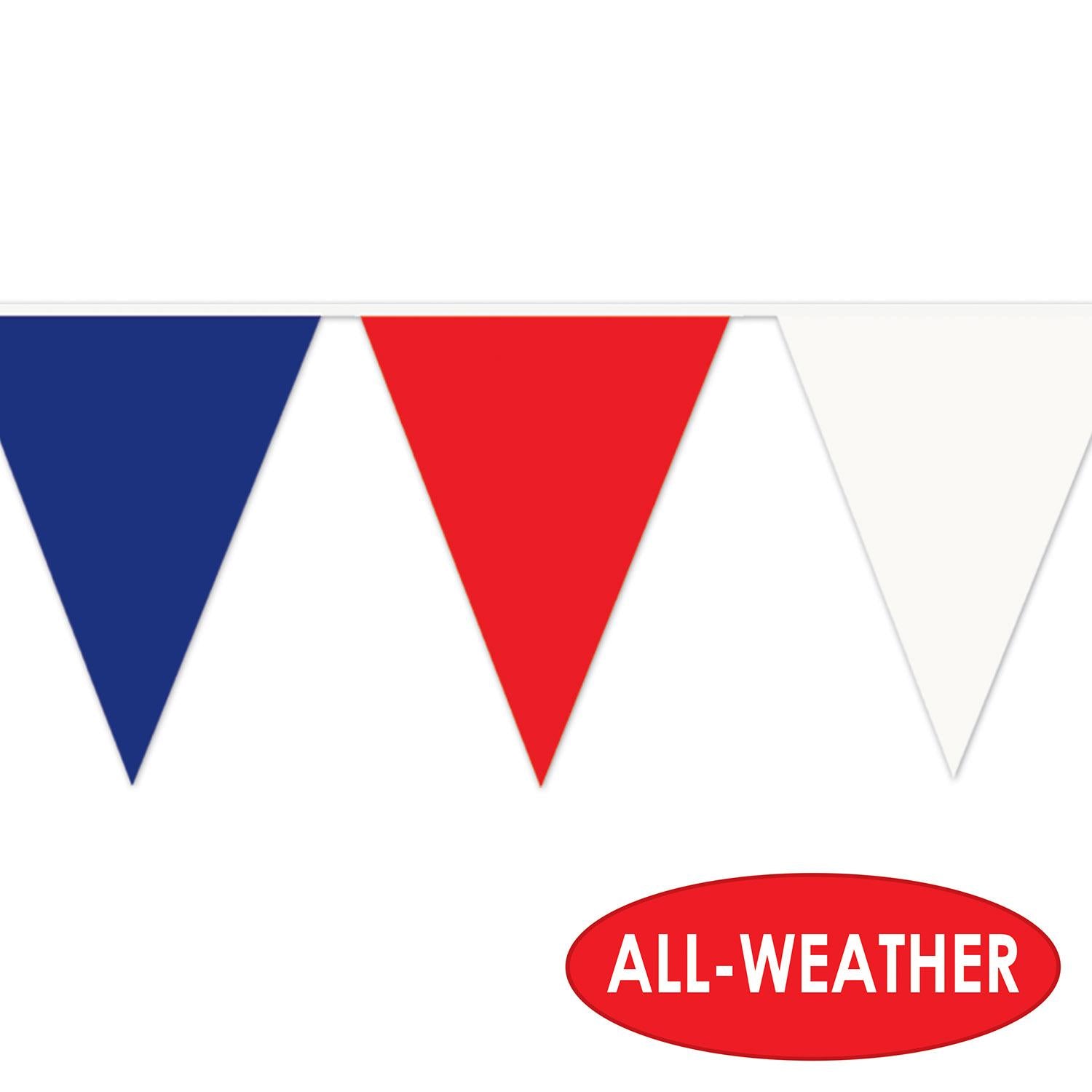 Beistle 12 Pack 120 ft Red White Blue Patriotic Party Pennant Banner - Perfect for 4th of July, Memorial Day, and Independence Day Decorations