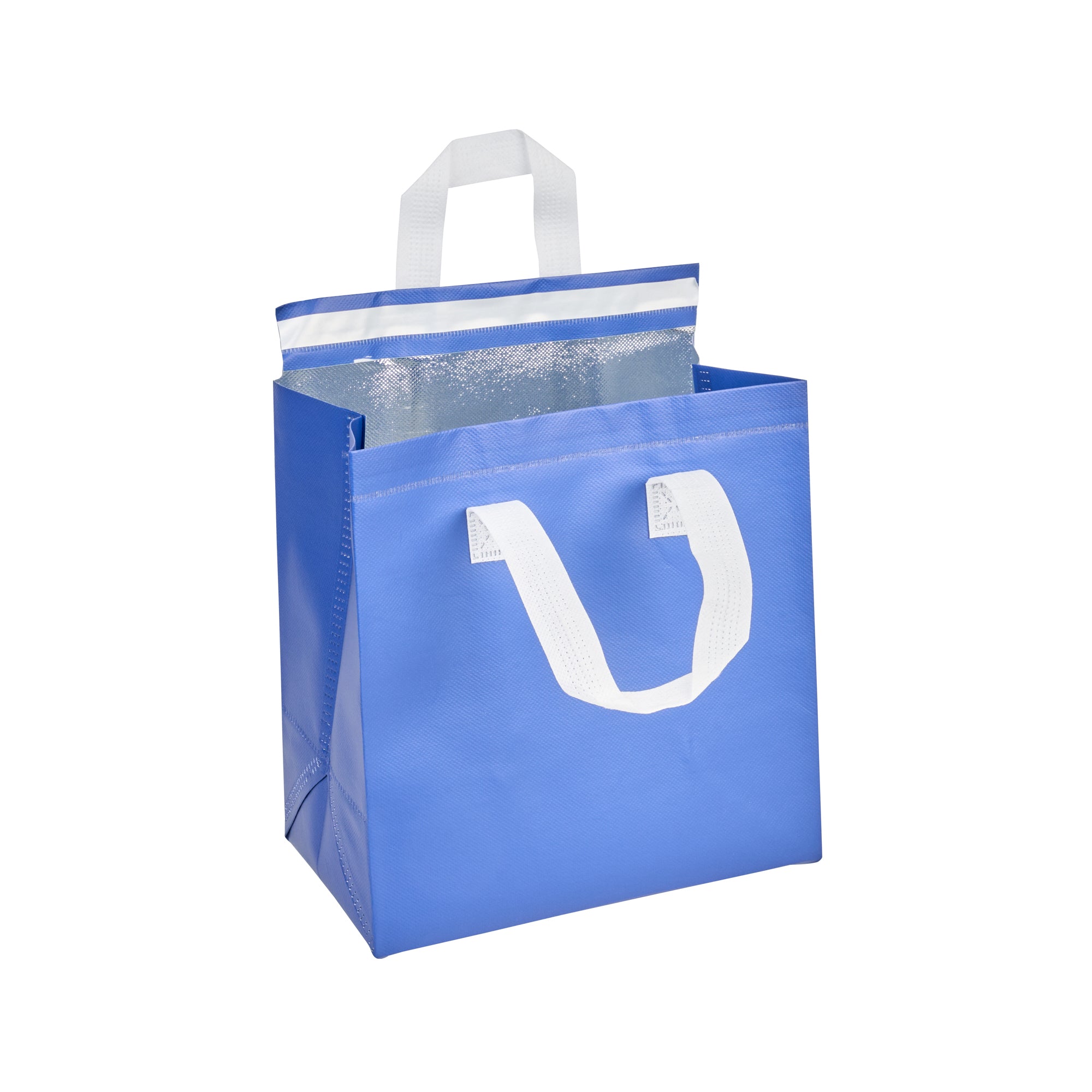 Premium Blue Insulated Takeout Food Delivery Bags - Tamper Evident, 9.5
