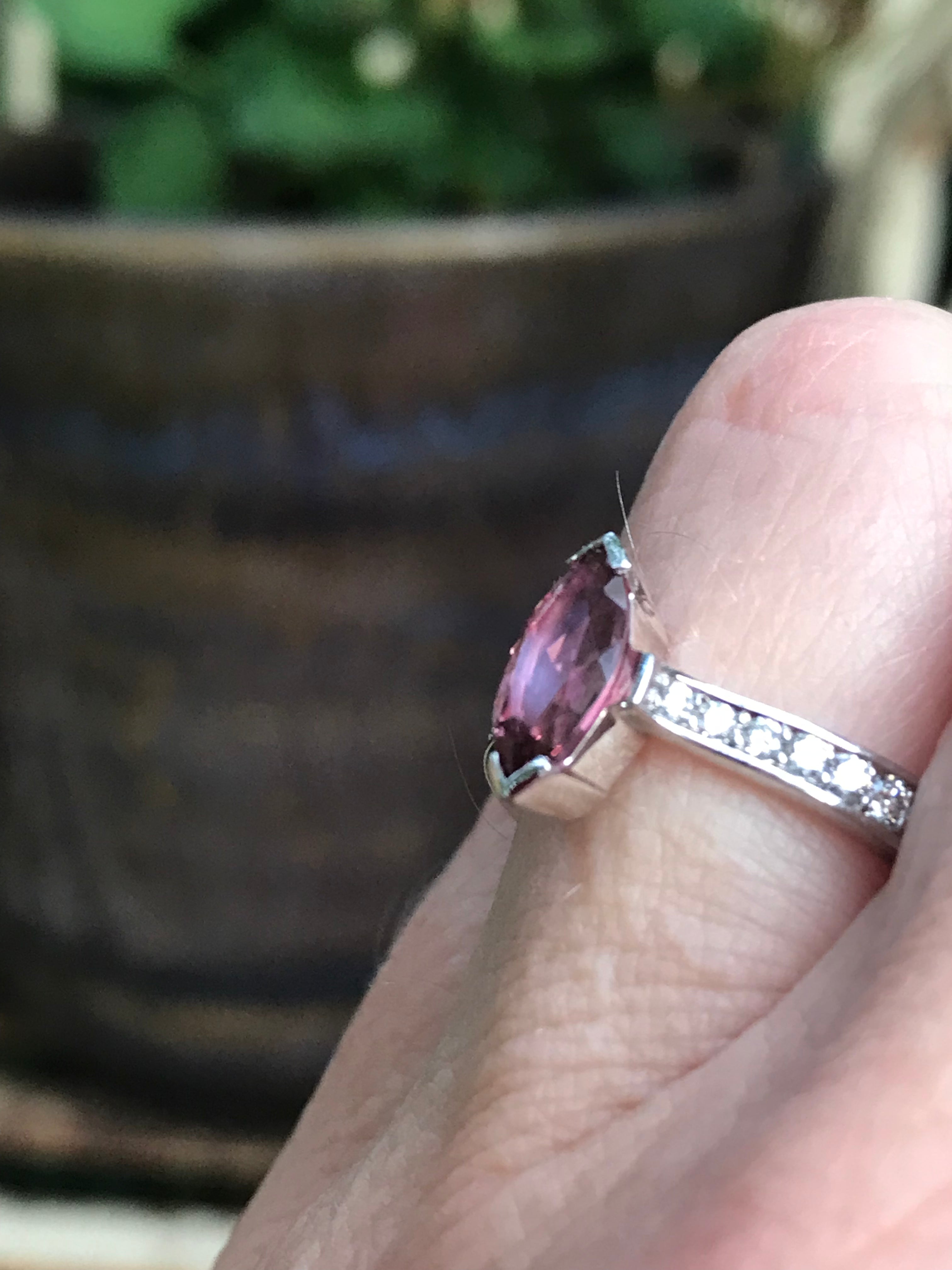 18ct White Gold Tourmaline and Diamond Ring for Women - Elegant Birthstone Jewelry Gift for Anniversary, Engagement, or Special Occasions