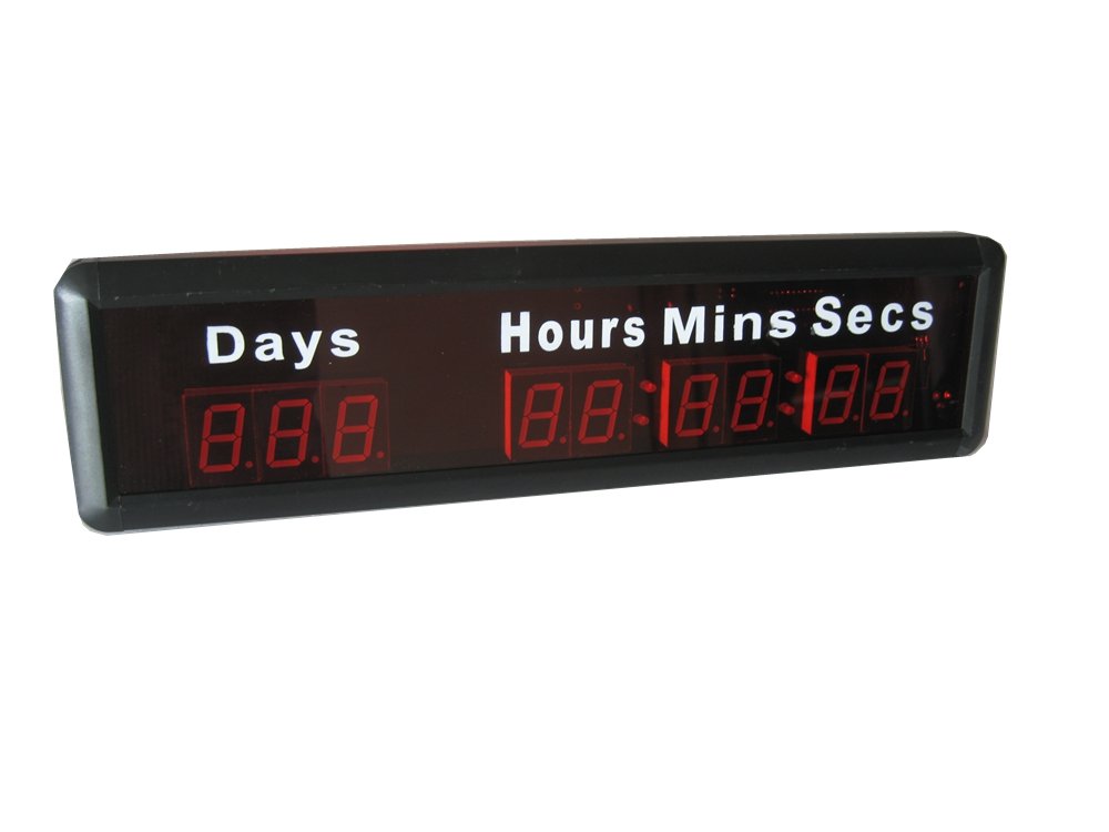 AZOOU 1-Inch 9-Digit LED Event Timer - Countdown/Countup Clock with Days, Hours, Minutes, Seconds Display (Max 1000 Days) - Red Color - Perfect for Sports, Meetings, Cooking & Classroom Activities