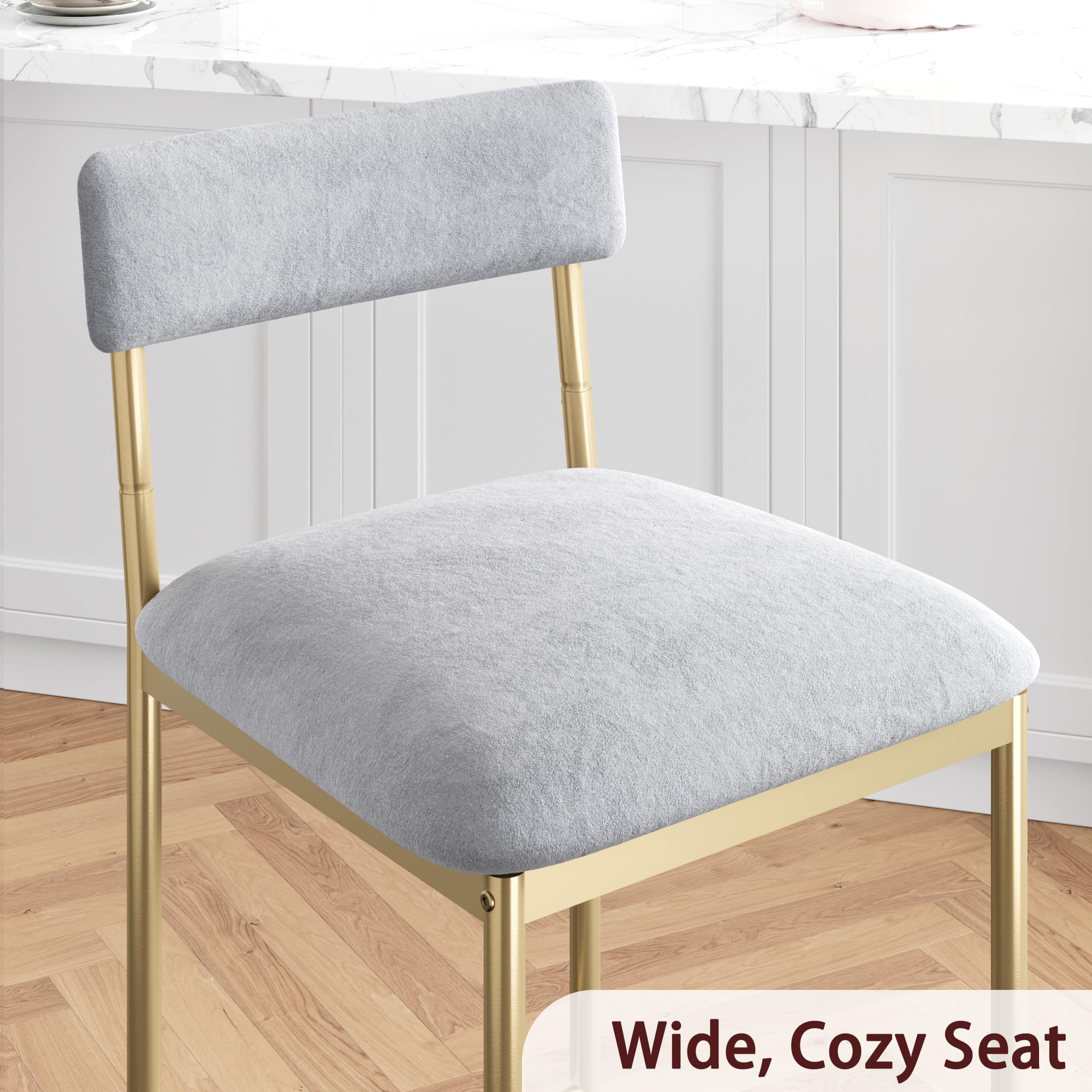 **IDEALHOUSE 3-Piece Counter Height Dining Table Set for 2 - Kitchen Bar Table with 2 Velvet Bar Stools, Small Space & Apartment Friendly in Gray, Gold & White - Perfect for Breakfast Nooks, Studio Apartments & Cozy Dining**