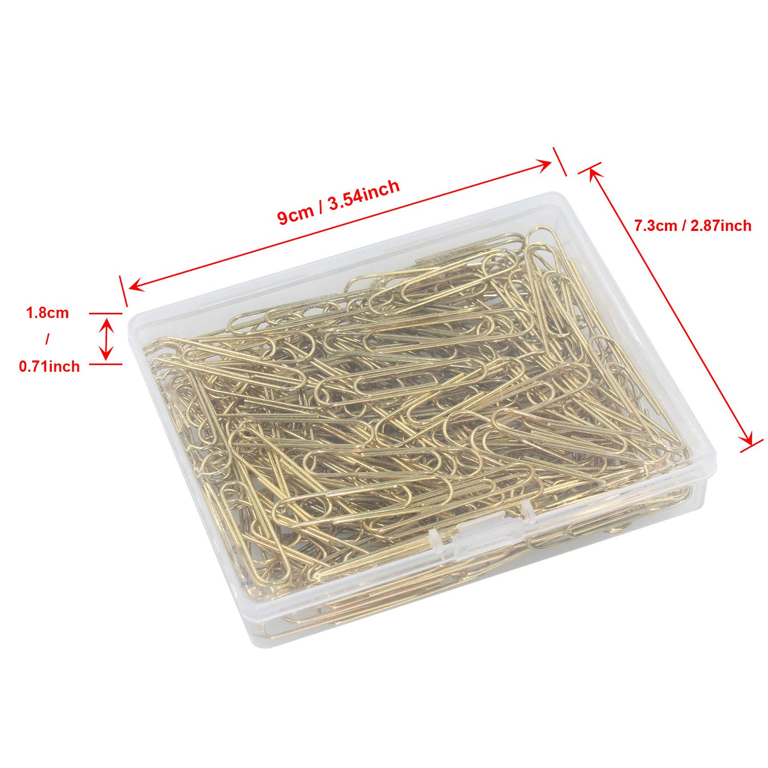 100pcs Golden Metal Paper Clips for Office, School & Home - 33mm Bulk Paper Clips with Plastic Storage Box - Perfect for Organizing Documents, Notes & Files