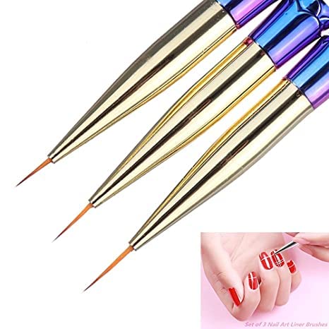 INOG 3-Piece Mermaid Line Nail Art Brush Set - Professional Detailing Brushes for Nail Painting, DIY Manicure & Kids Nail Art | Perfect for Home Salon, Party Nail Designs & Gift Giving