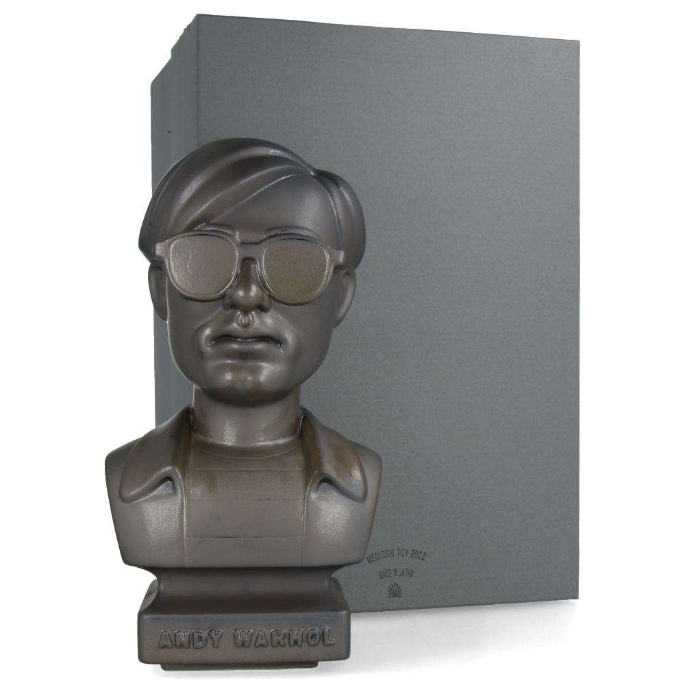 Andy Warhol Ceramic Bust Statue - 1960s Retro ASH GOLD Art Decor | Pop Art Collectible for Home & Office Display