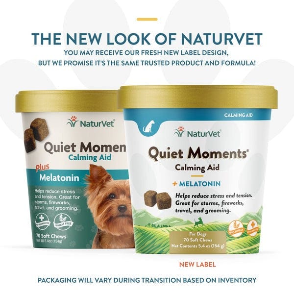 NaturVet Quiet Moments Calming Aid Plus Melatonin Soft Chews for Dogs - Anxiety Relief & Stress Support - Perfect for Travel, Storms & Vet Visits