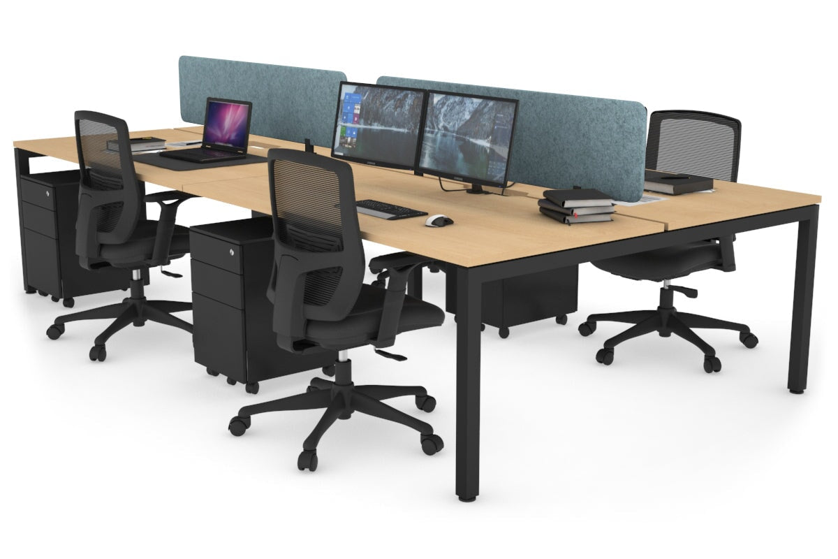 4-Person Office Workstation with Quadro Square Legs - 1800L x 800W Desk with Cable Management Scallop | Perfect for Collaborative Workspaces & Open Office Environments