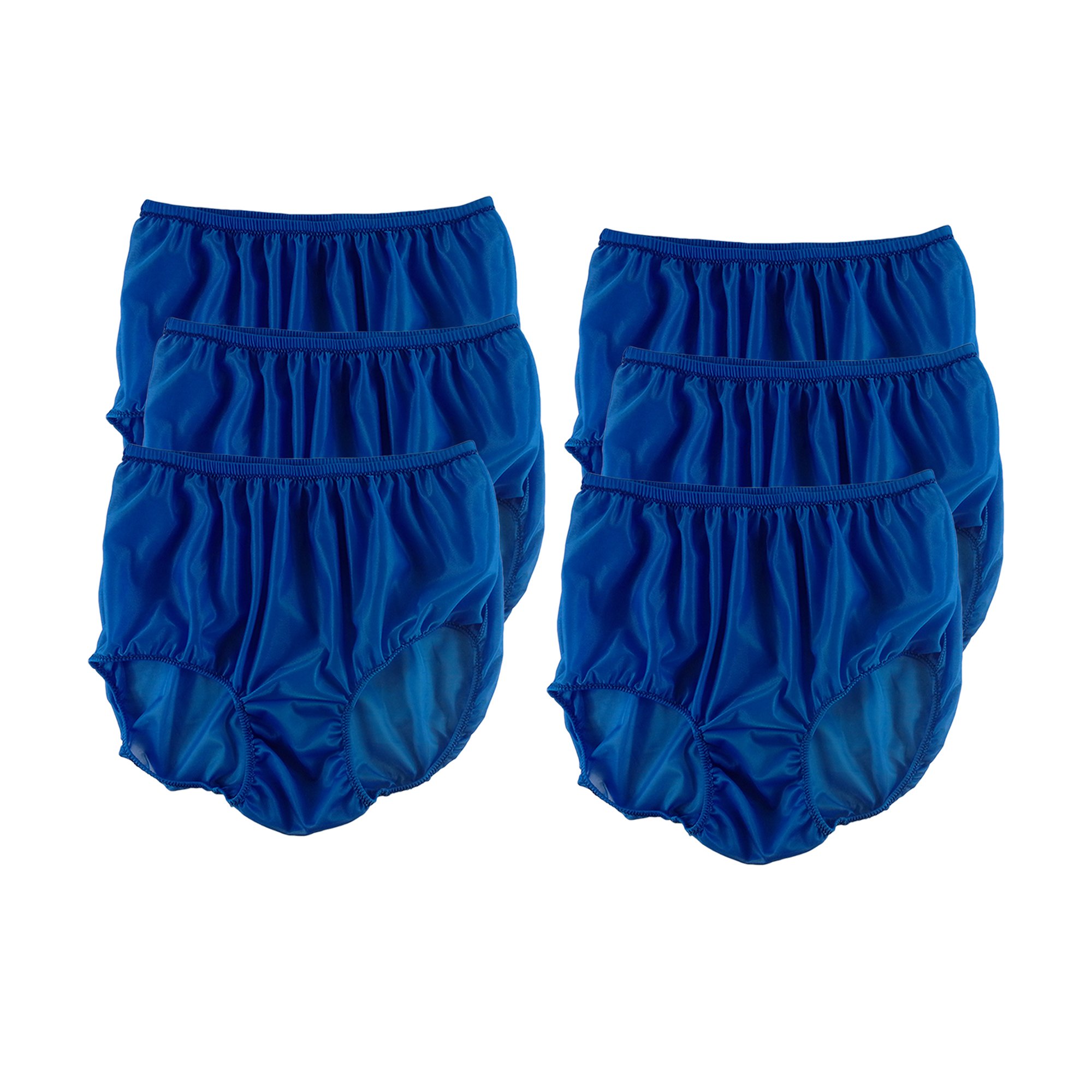 Royal Blue Women's Plus Size High Waist Briefs - 6 Pack Silky Nylon Panties for Everyday Comfort & Lingerie | Perfect for Work, Sleep & Special Occasions