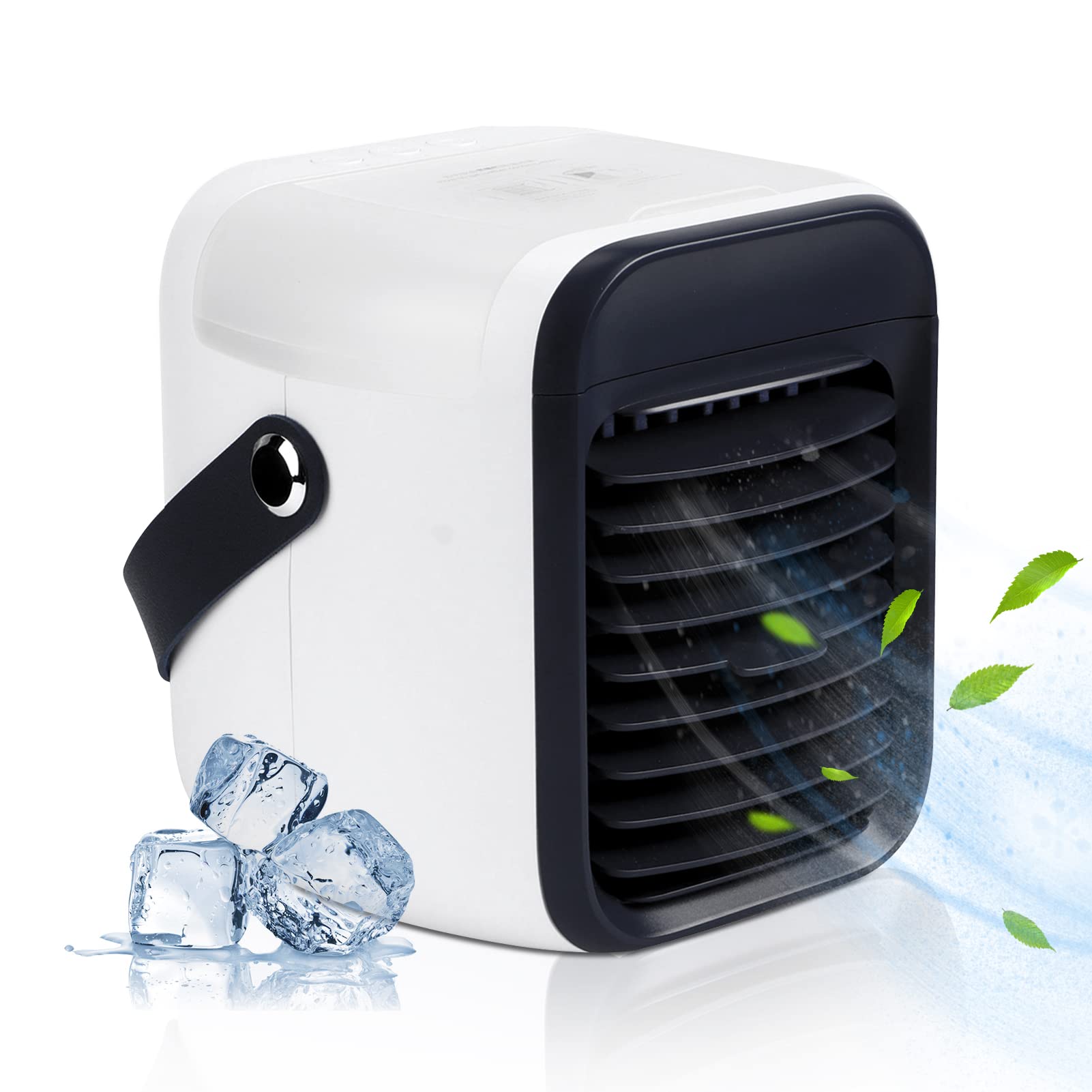 Portable Mini Air Conditioner - USB Rechargeable Handheld Air Cooler Fan, Durable Desktop Cooling Fan for Home, Office, Bathroom & Kitchen | Compact & Powerful Personal Cooling Solution (Blue) - Stay Cool While Working, Sleeping or Traveling