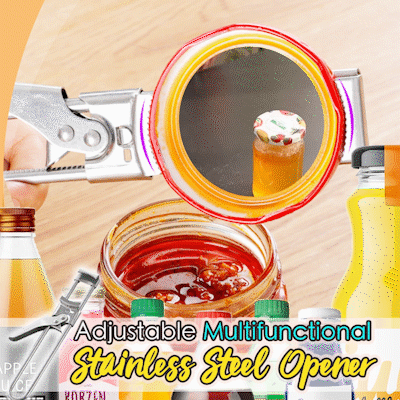 Adjustable Multifunctional Stainless Steel Can Opener - Easy Open Cans, Jars & Bottles - Perfect for Kitchen, Camping & Emergency Preparedness