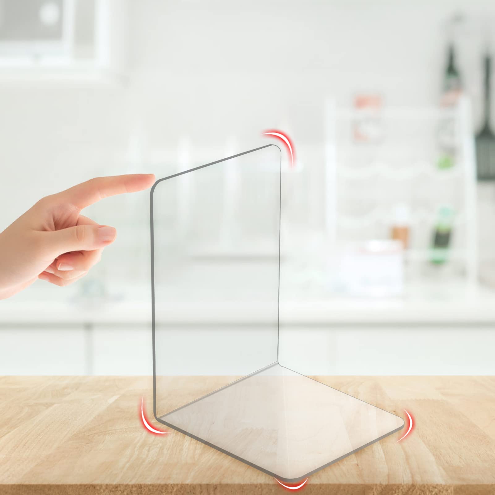 Clear Acrylic Book Ends - 8 Pack for Shelves & Desks - School, Library Use