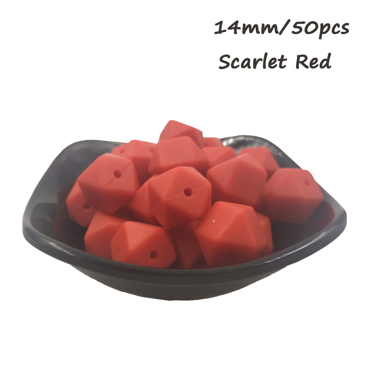 14mm Silicone Hexagonal Beads for DIY Jewelry & Keychains - 50pcs Bulk Craft Beads for Women
