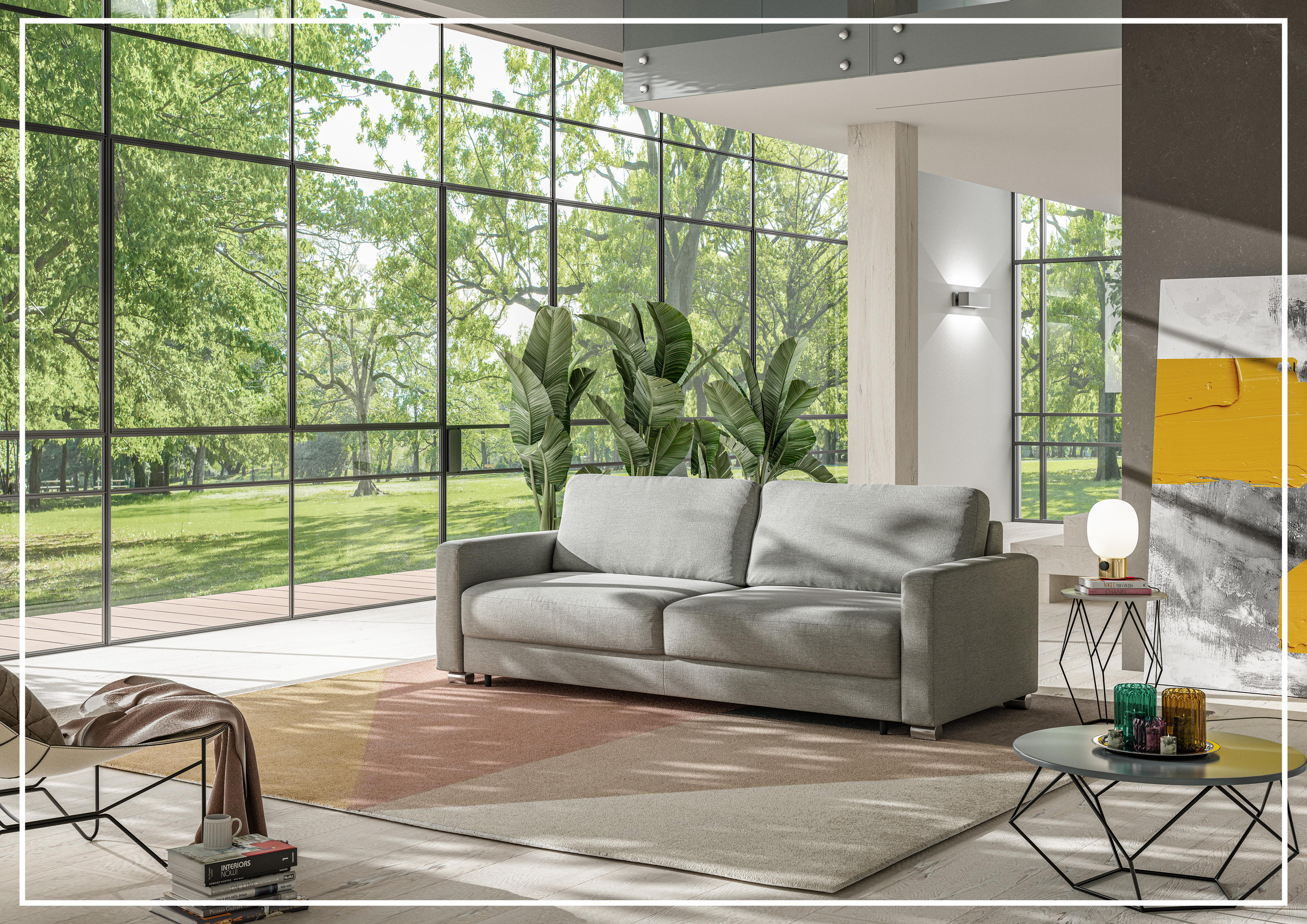 Luonto Hampton Sleeper Sofa Bed - King & Queen Size with Walnut/Chrome Legs - Perfect for Guest Rooms, Small Apartments & Home Offices