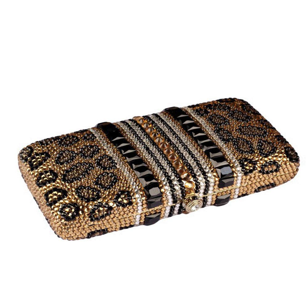 Luxury Crystal Evening Bag for Women - Handmade Gold Sequins Rhinestones Vintage Satin Clutch Purse - Perfect for Wedding, Party, Prom & Special Occasions