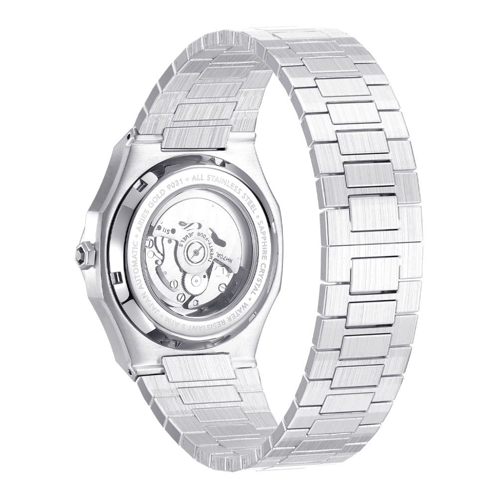 Aries Gold Voltamic Silver Dial Stainless Steel Men's Watch G 9031 S S - Luxury Dress Watch for Business, Formal Events & Gifts