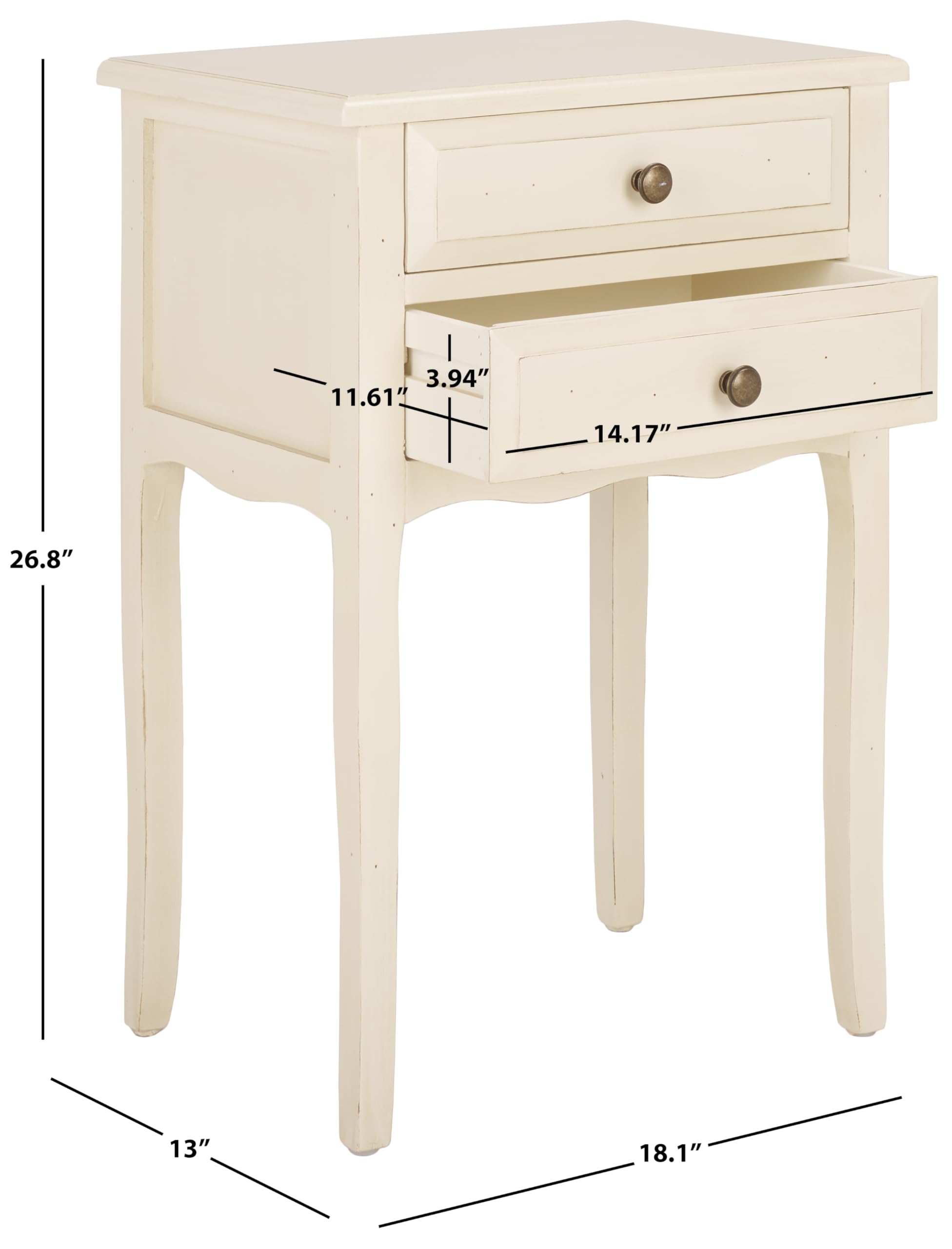Safavieh Home Collection Lori White 2-Drawer End Table - Modern Nightstand for Bedroom, Living Room & Office - Small Side Table with Storage