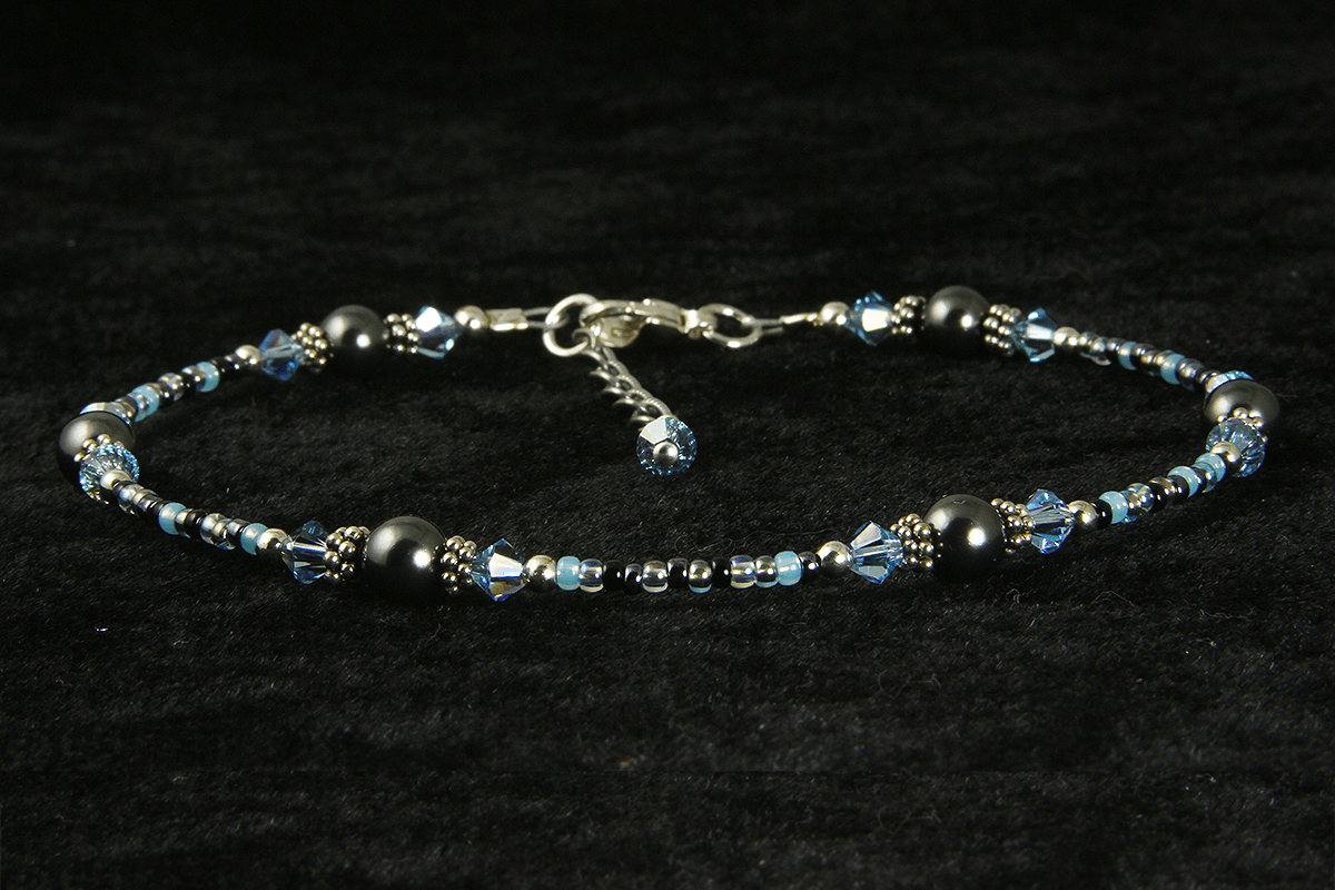 Aqua Gray Pearl Beaded Anklet - Elegant Adjustable Ankle Bracelet for Women | Perfect for Beach, Summer & Boho Fashion Accessories