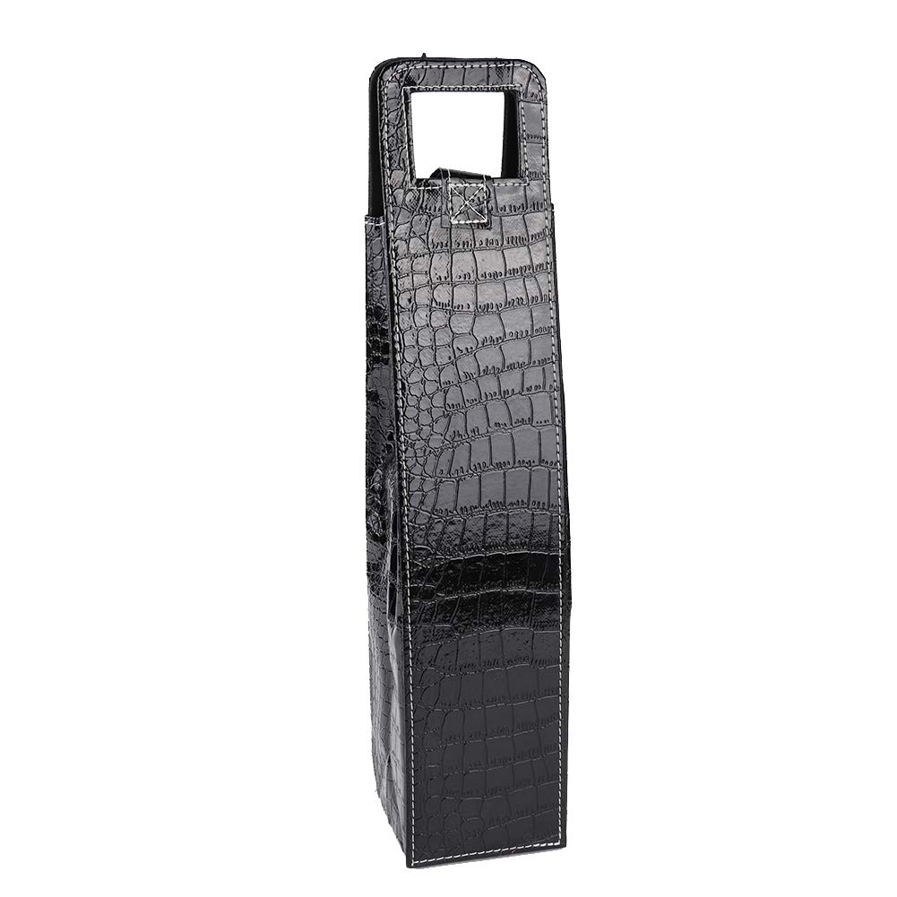 Premium PU Leather Insulated Wine Tote Bag - Reusable Single Bottle Carrier for Champagne, Beer & Wine Gifts (Black) | Perfect for Picnics, Parties & Travel