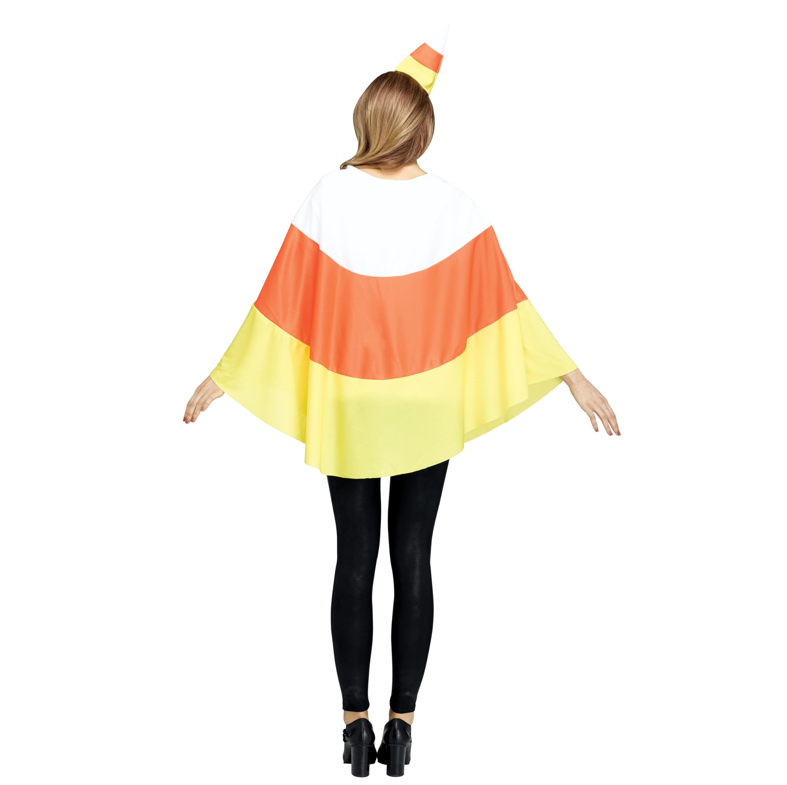Fun World Women's Candy Corn Halloween Poncho - Festive Costume for Trick or Treating, Parties & Cosplay