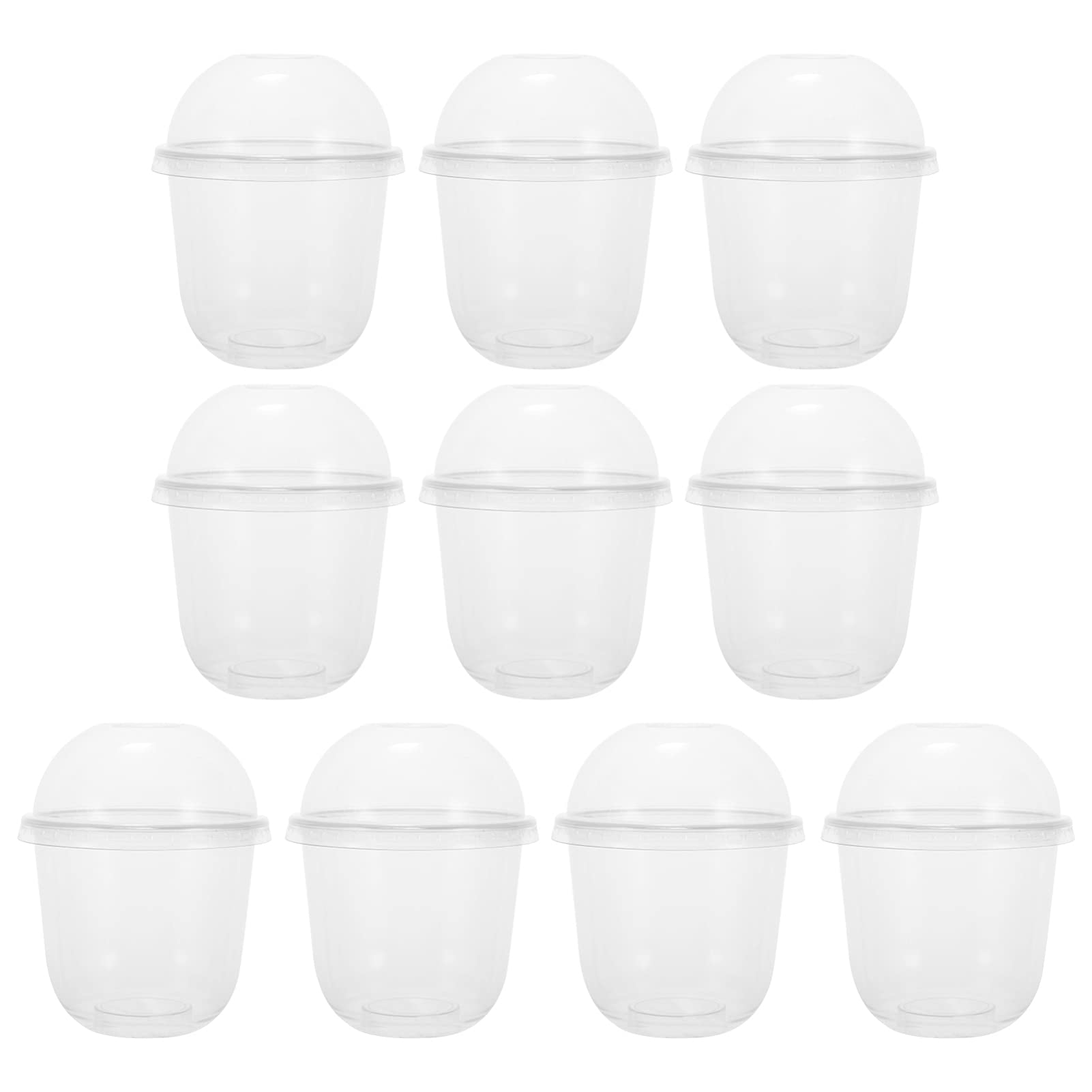 Hemoton 360ml Clear Plastic Cups with Dome Lids - 10 Sets Disposable Cups for Iced Coffee, Cold Drinks, Milkshakes, Slush, Smoothies & Desserts | Perfect for Parties, Cafes, Restaurants & Outdoor Events