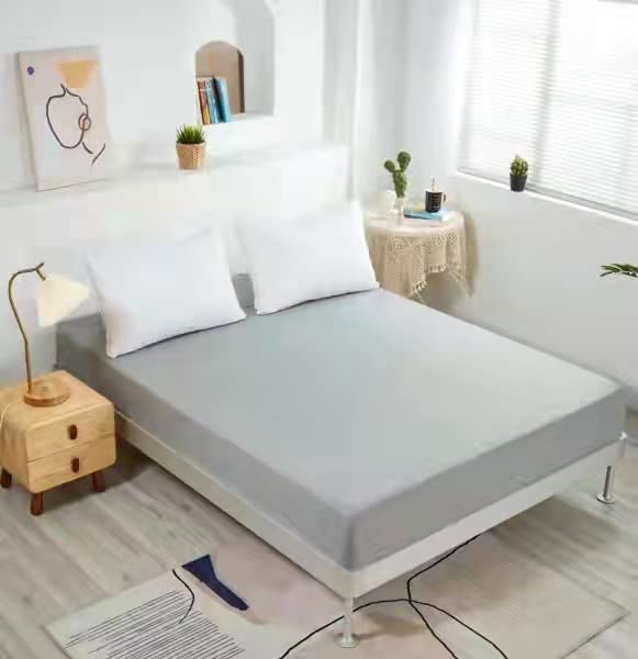 Premium Deep Pocket Fitted Sheet Queen Size - Ultra Soft Microfiber, Wrinkle & Fade Resistant - Easy Care Machine Washable - Light Grey Bed Sheet for Women, Teens, Kids - Perfect for Guest Rooms, Dorms & Cozy Bedrooms