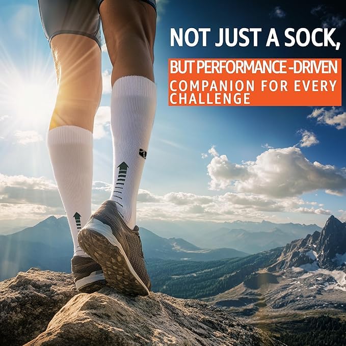 Vitalsox Italy Equilibrium Patented Ankle Support Half Crew Compression Socks - 1 Pair for Running, Hiking & Travel - Improve Circulation & Reduce Swelling