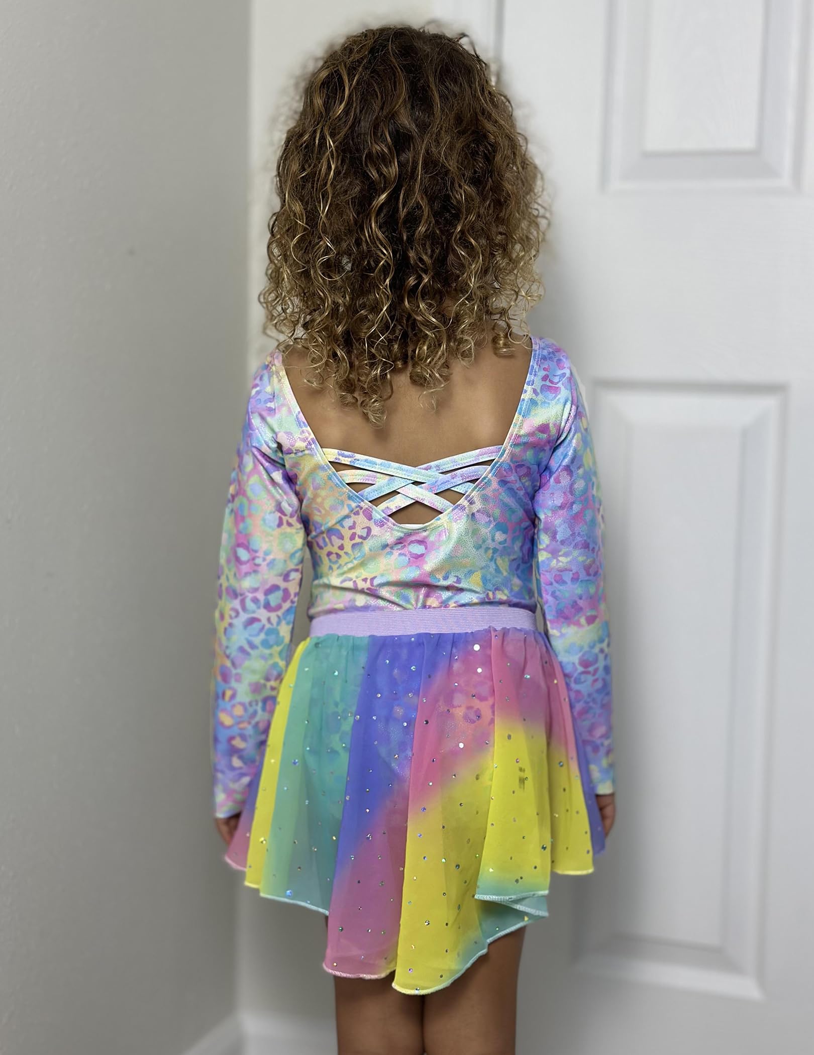 Arshiner Girls Ballet Leotard with Chiffon Skirt - Long Sleeve Crisscross Back Dance Outfit for Toddlers | Ballet Class, Recital, Performance & Dance Practice