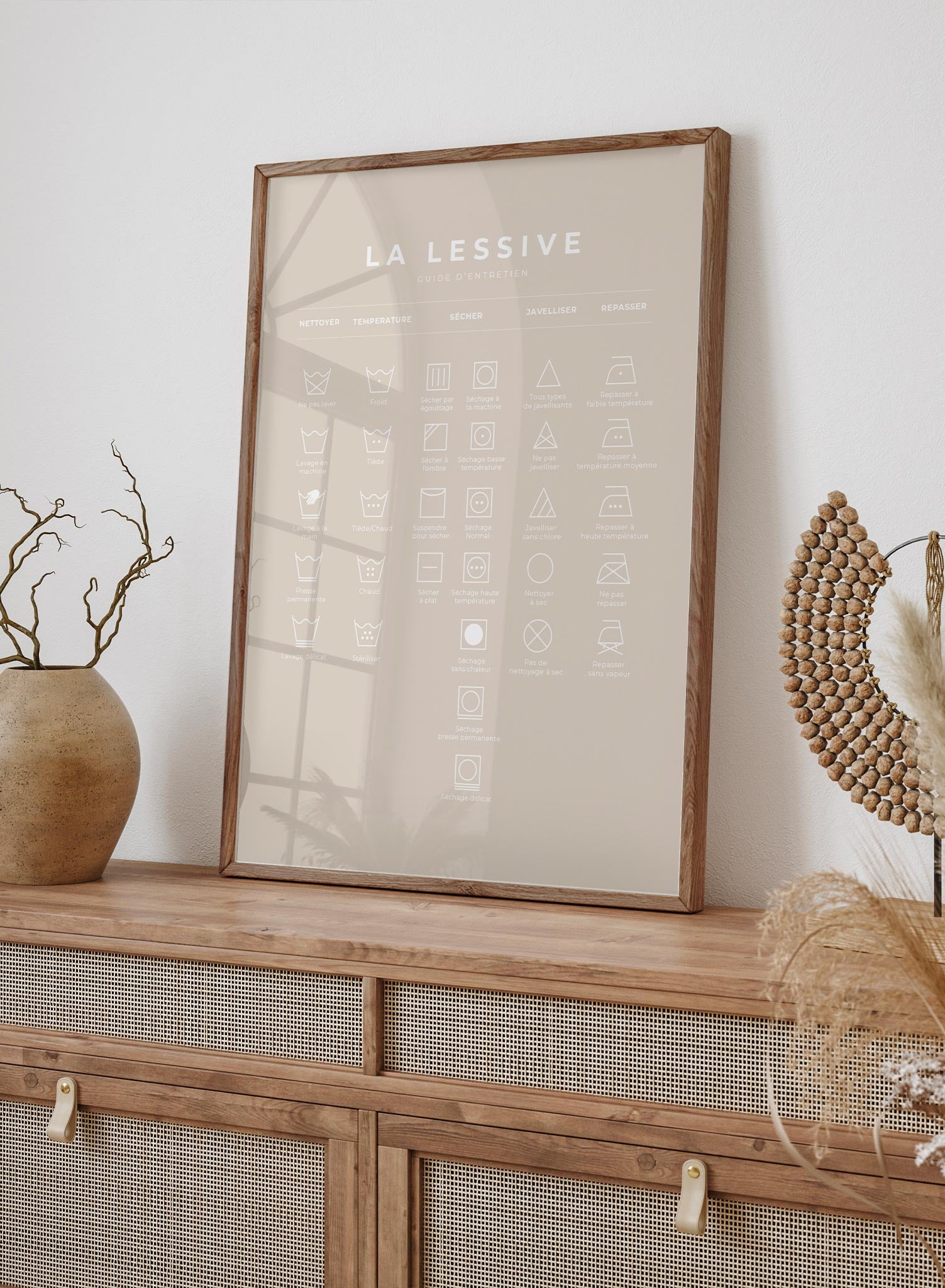 French & Beige Laundry Guide Poster - Perfect for Laundry Rooms, Washrooms & Home Decor