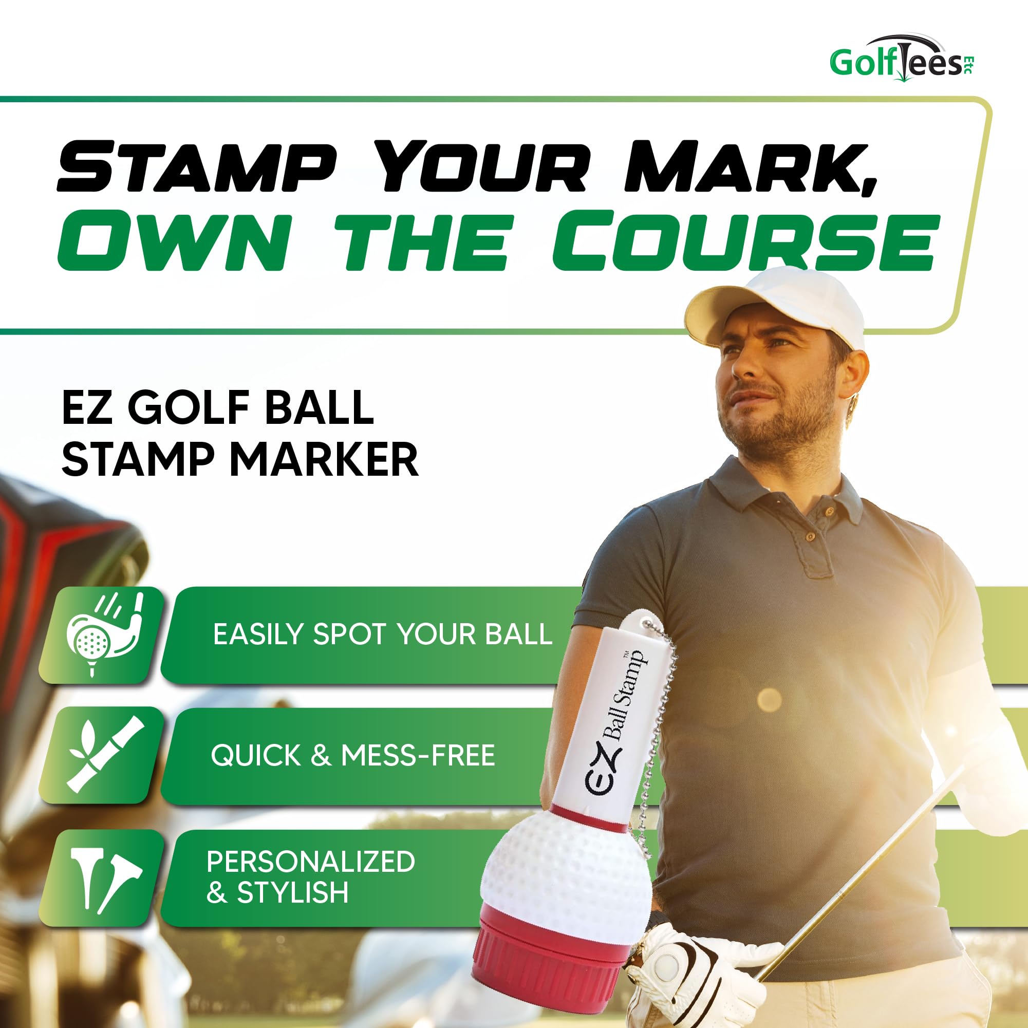 EZBallStamp Golf Ball Stamp Marker - Personalized Golf Ball Stamps with Red Ribbon Design - Perfect for Golf Tournaments, Gifts & DIY Golf Accessories