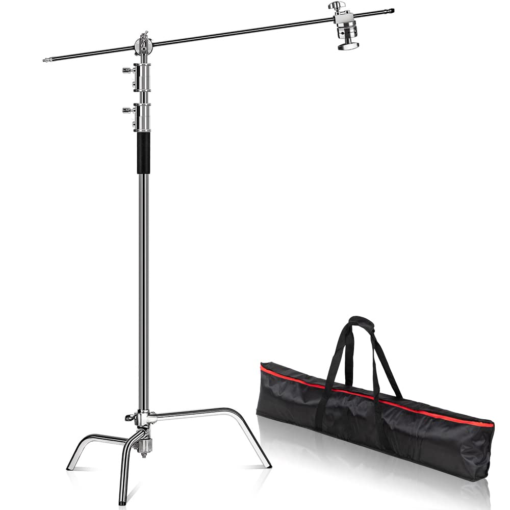 Heavy Duty Pro C Stand with Boom Arm - Adjustable Light Stand for Photography Studio, Video Reflector, Monolight & Softbox | Perfect for Professional Photoshoots, YouTube Videos & Live Streaming